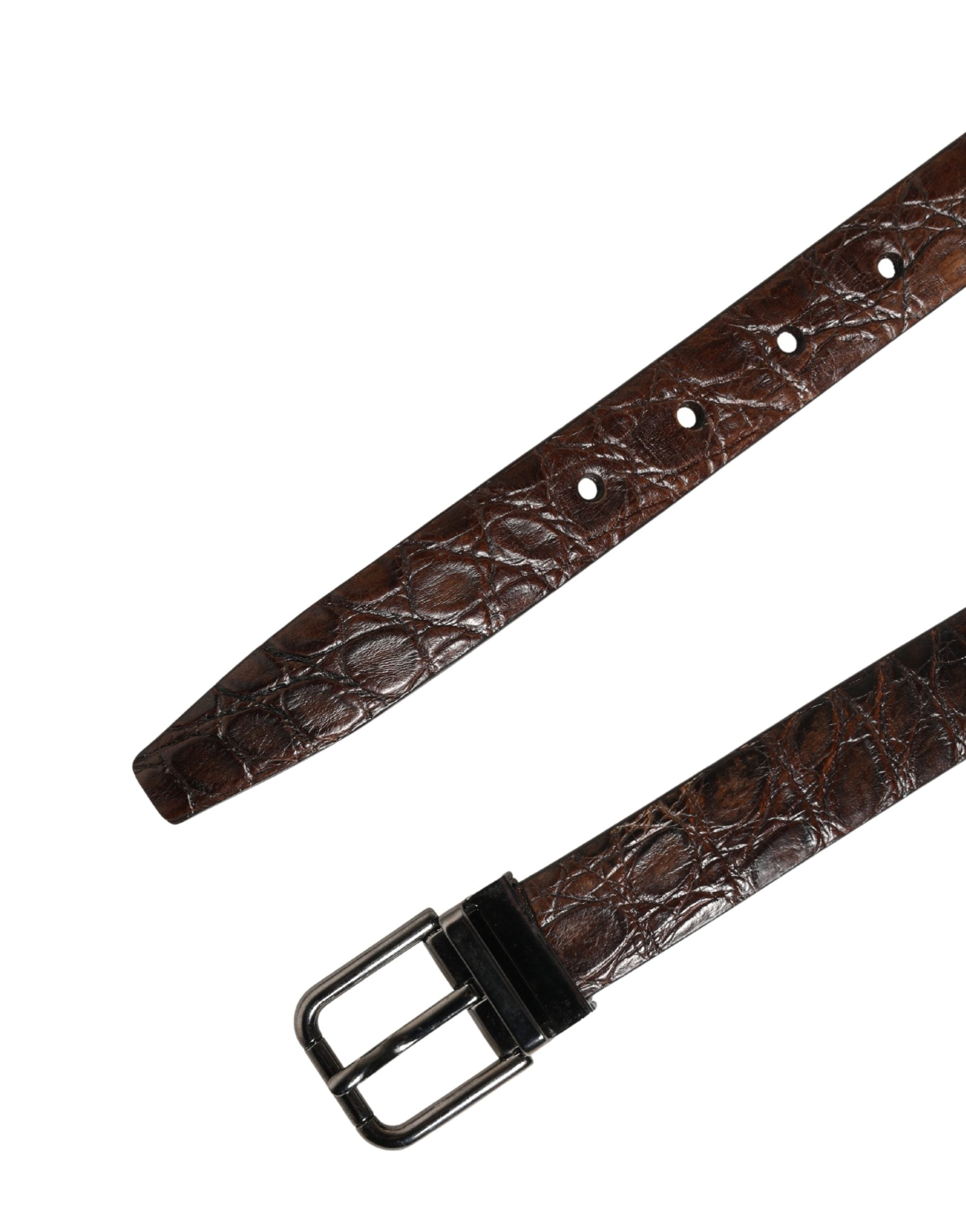 Dolce & Gabbana Brauner Ledergürtel mit silberfarbener Metallschnalle