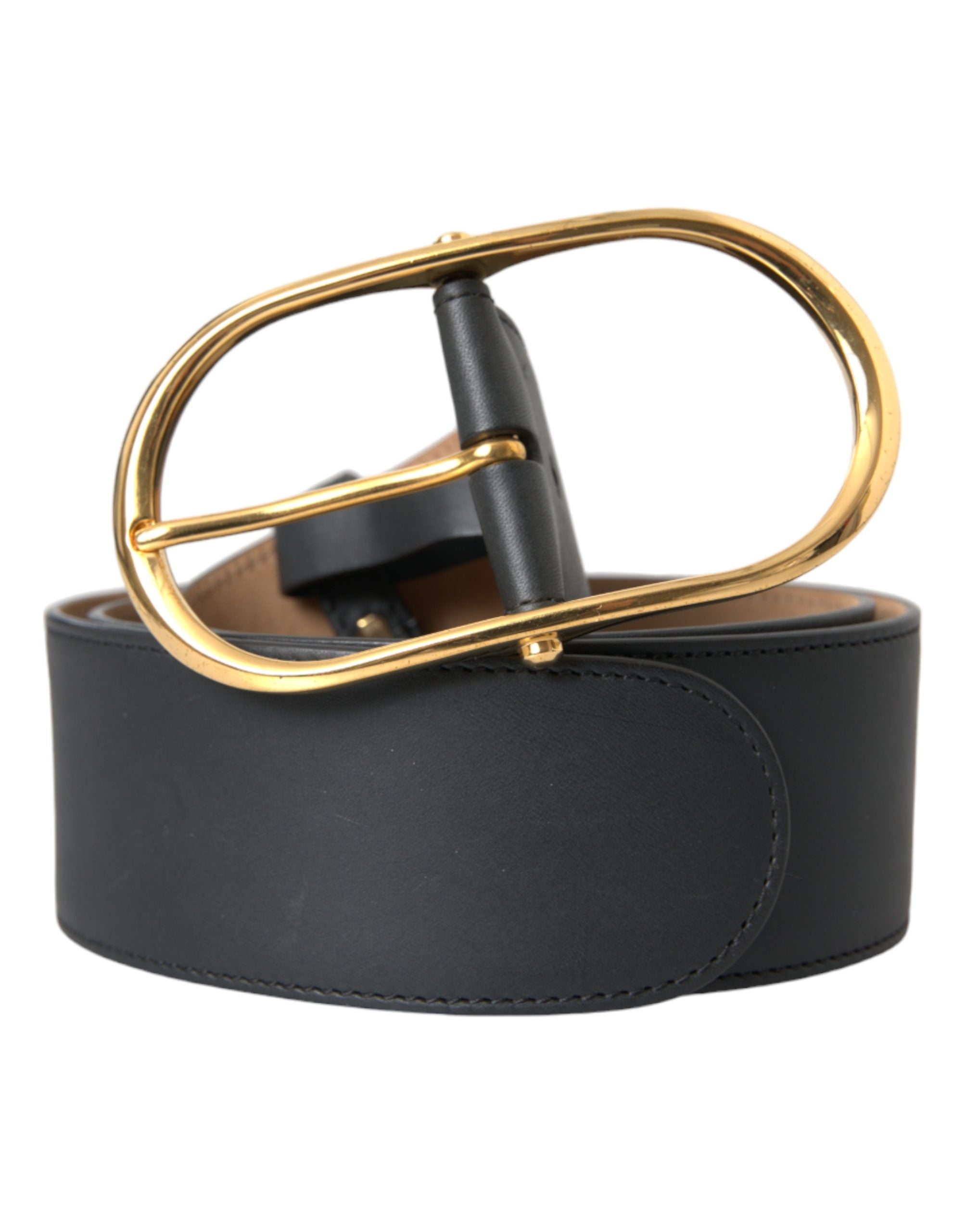 Dolce & Gabbana Schwarzer Ledergürtel mit klassischer, ovaler Metallschnalle