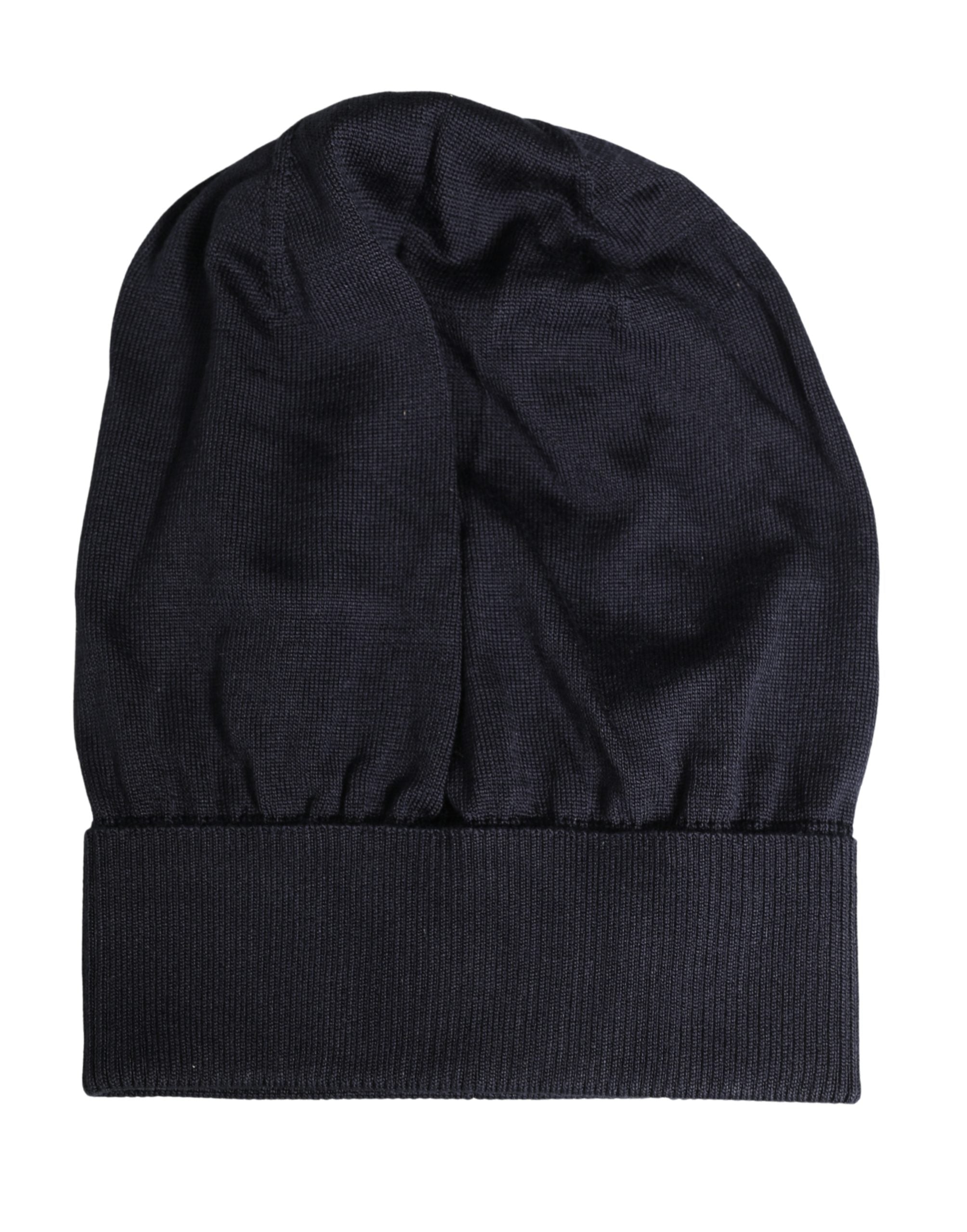 Dolce & Gabbana Schwarze feste Wintermütze aus Wolle gestrickt