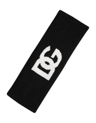 Dolce & Gabbana Herren Schwarz Weiß Kaschmir Logo Stirnband Mütze