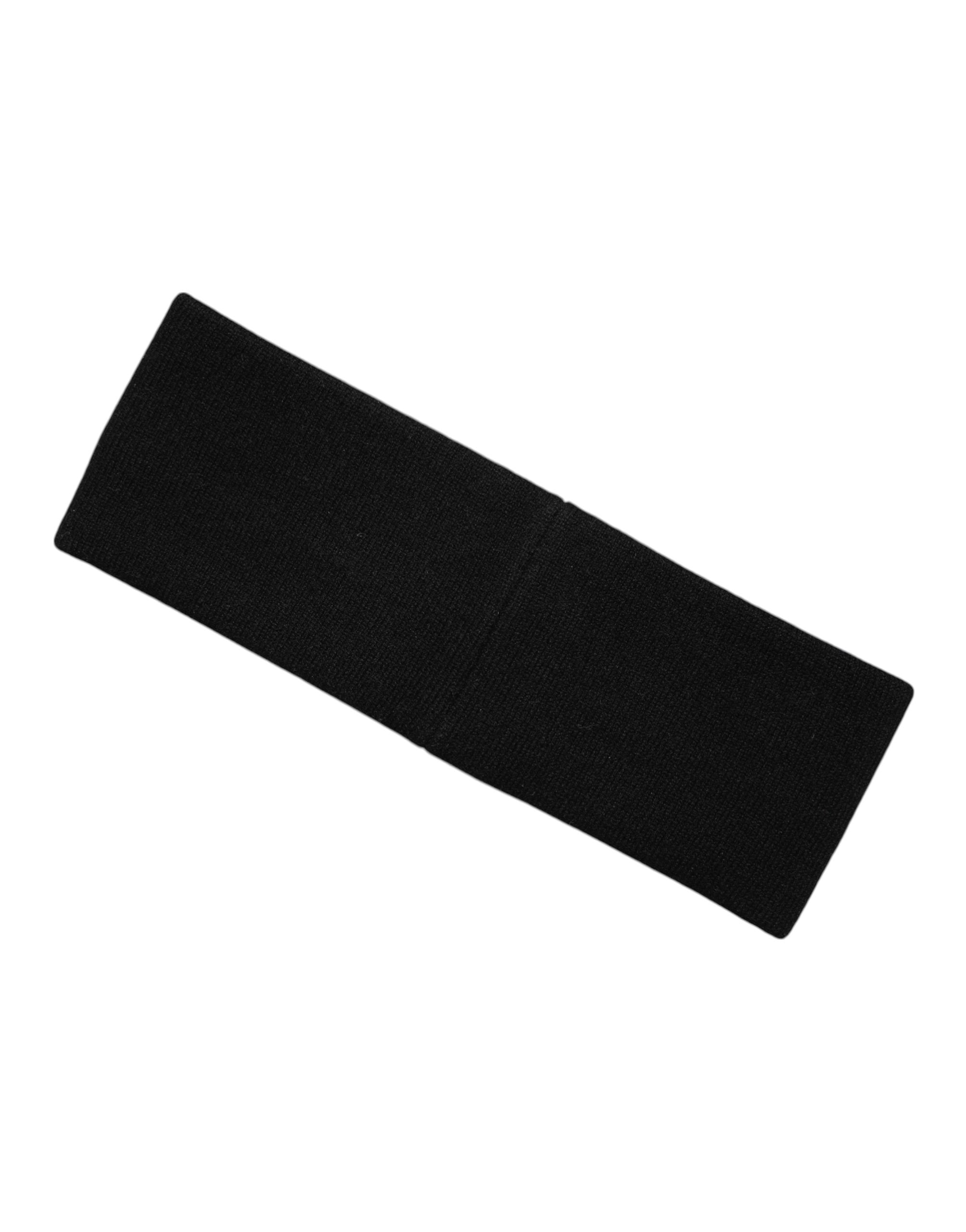 Dolce & Gabbana Herren Schwarz Weiß Kaschmir Logo Stirnband Mütze