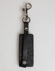 Dolce & Gabbana Zwarte DG Logo Leren Zilverkleurige Metalen Sleutelhanger Heren Sleutelhanger