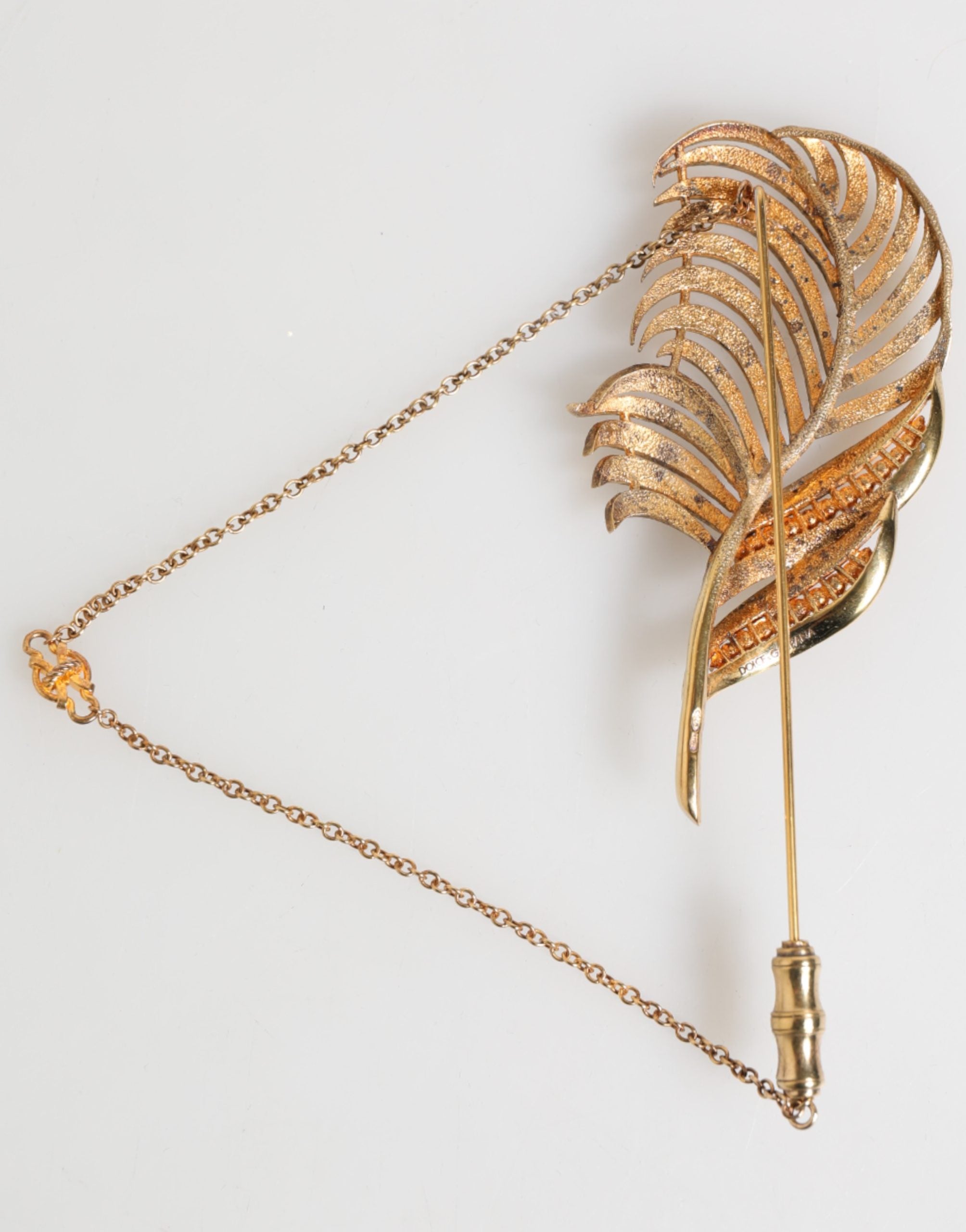 Dolce & Gabbana Gouden Sterling Zilveren 925 Blad Versierde Reversspeld Broche