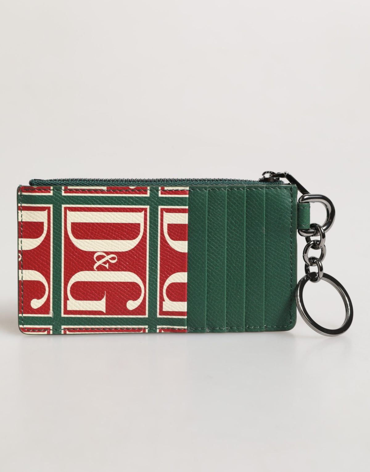 Dolce & Gabbana Geldbörse mit Logoprint und Monogramm aus grünem Kalbsleder