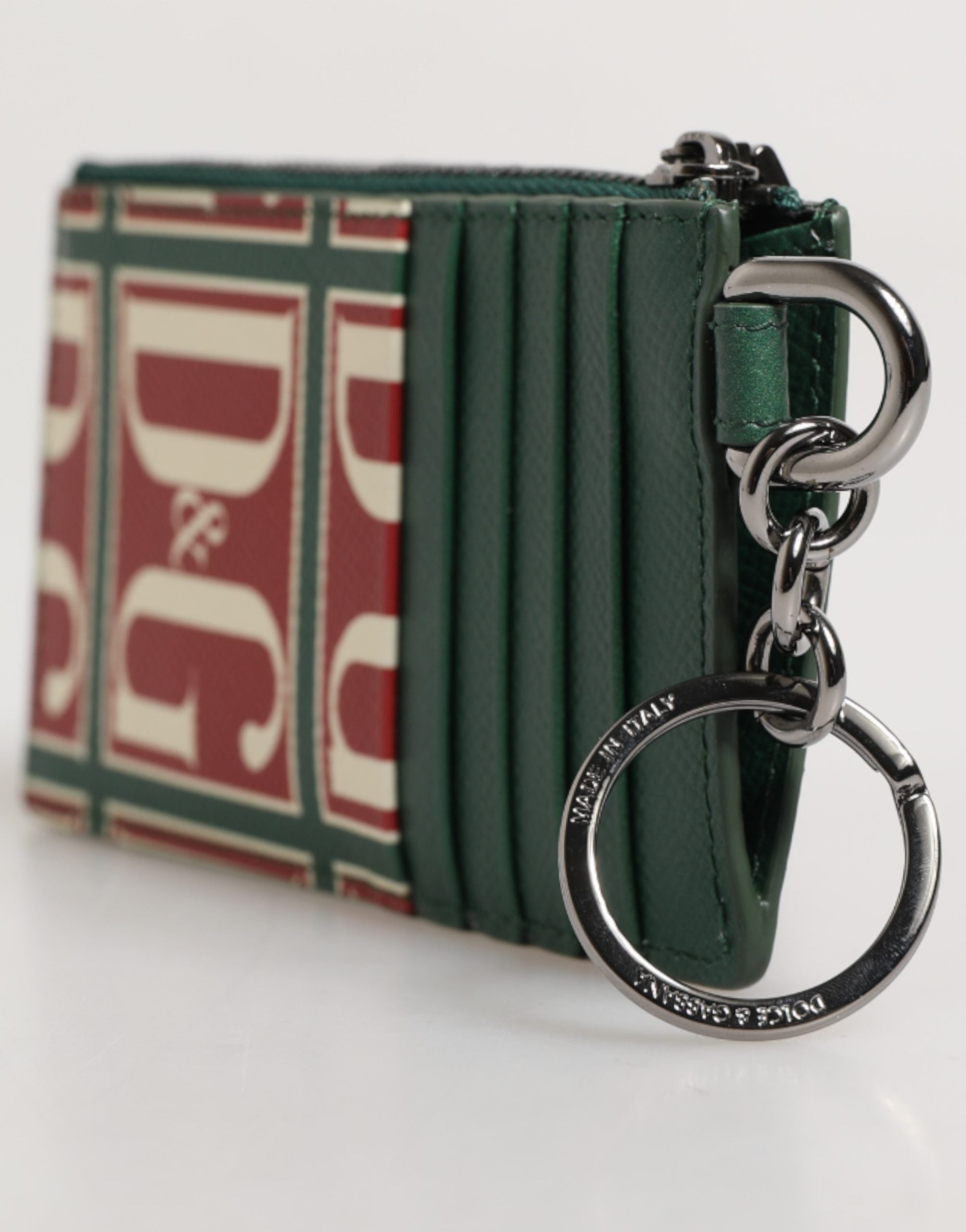 Dolce & Gabbana Geldbörse mit Logoprint und Monogramm aus grünem Kalbsleder