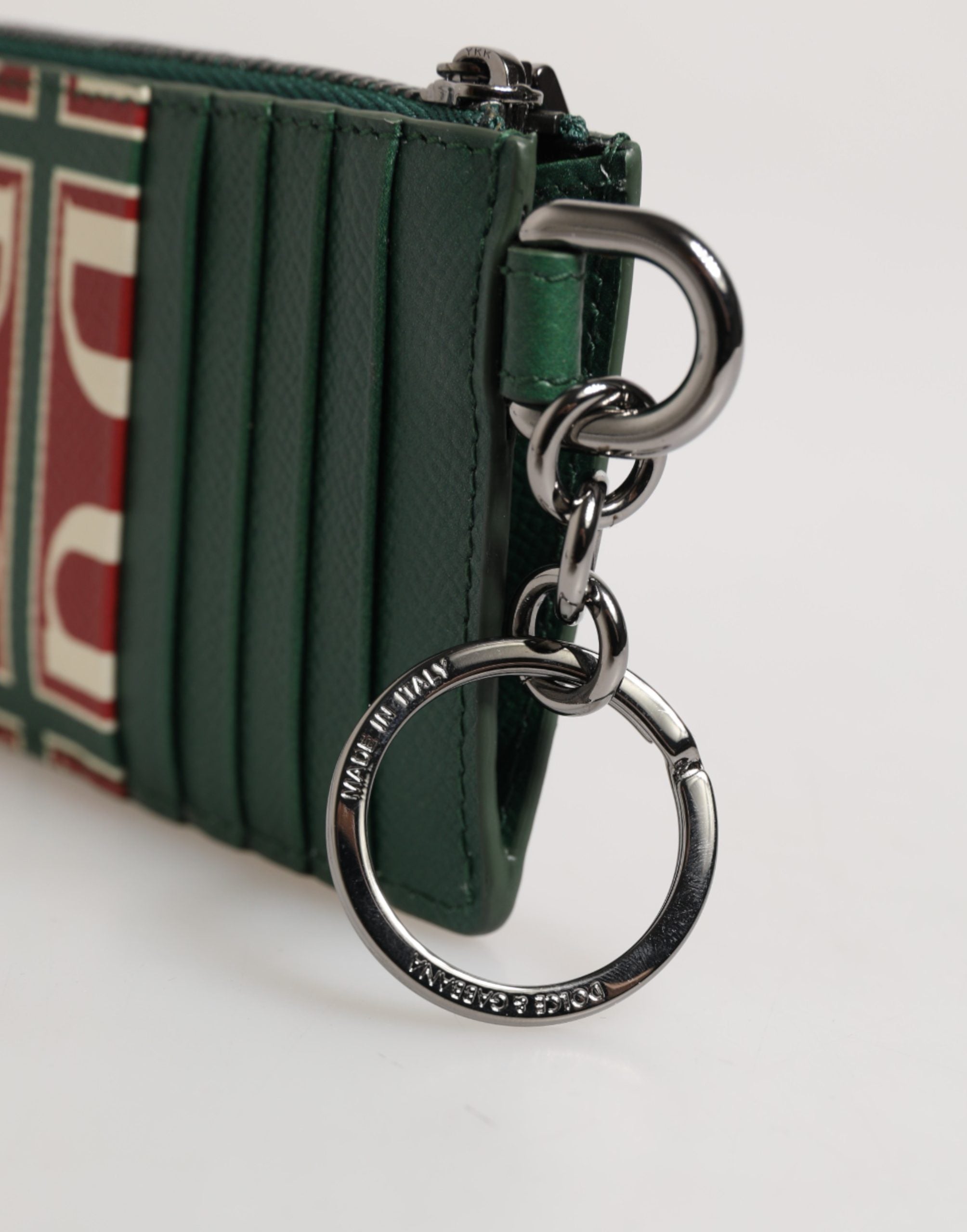 Dolce & Gabbana Geldbörse mit Logoprint und Monogramm aus grünem Kalbsleder
