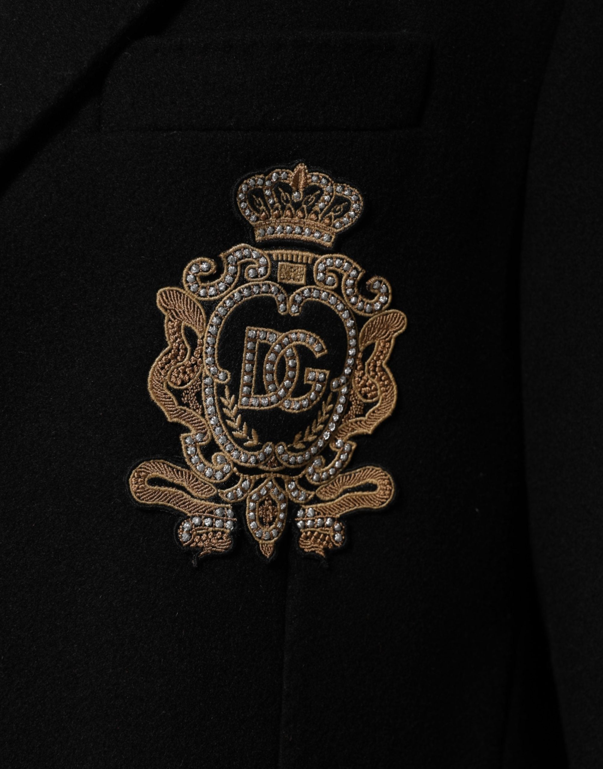 Dolce & Gabbana Schwarzer Blazer mit heraldischem Patch und Einreihung