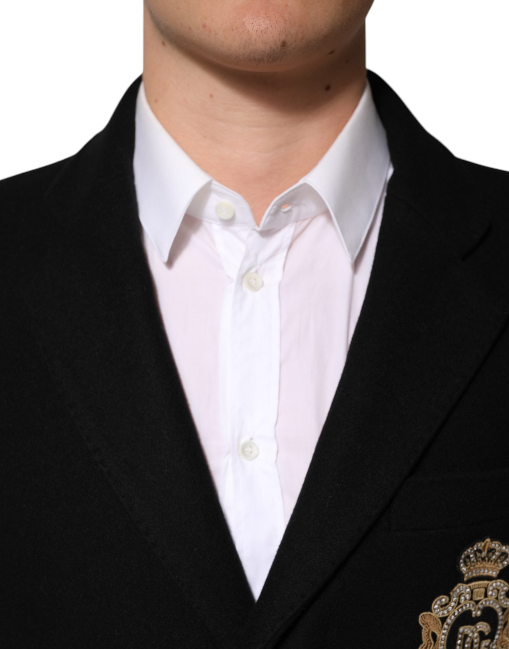 Dolce & Gabbana Schwarzer Blazer mit heraldischem Patch und Einreihung