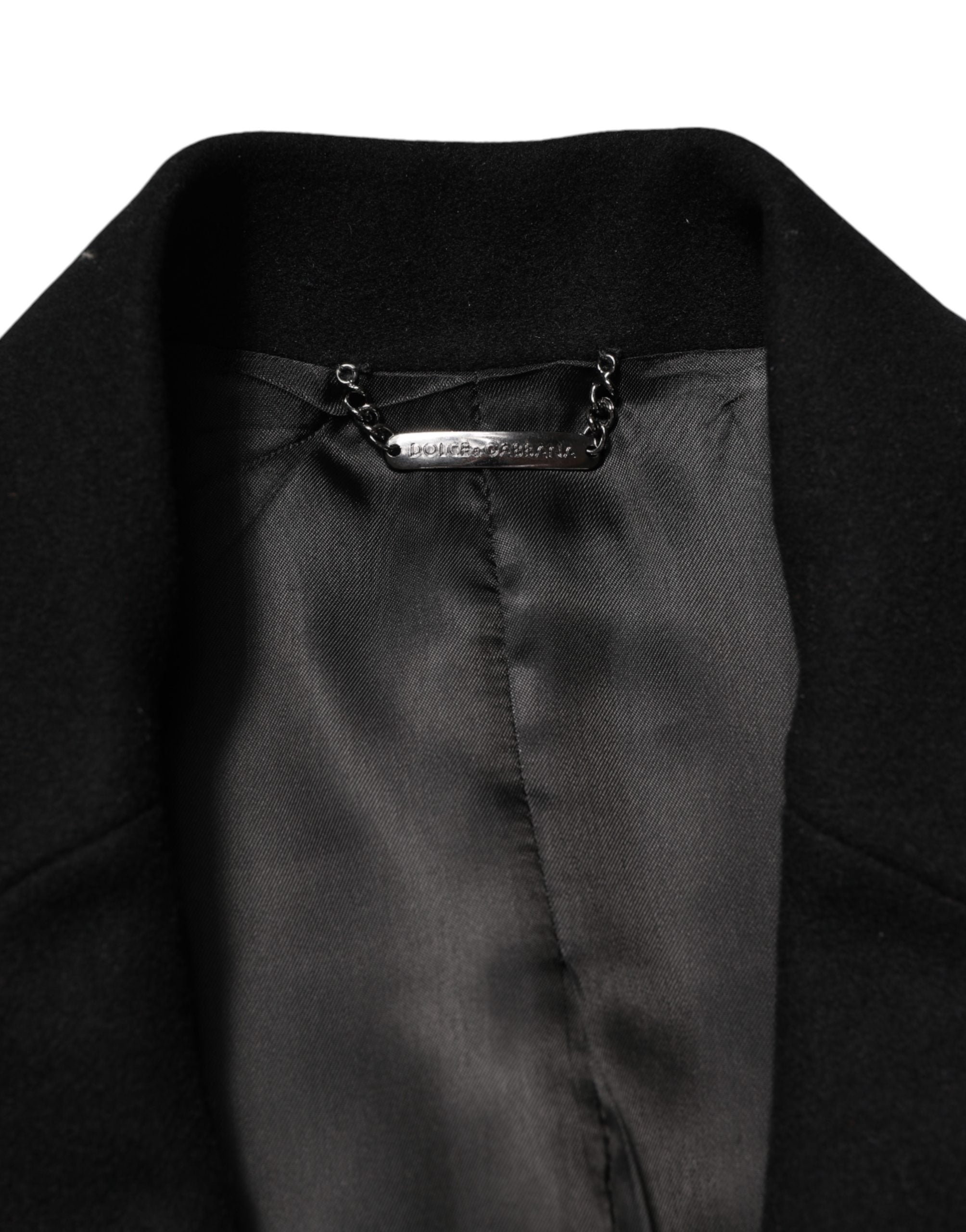 Dolce & Gabbana Schwarzer Blazer mit heraldischem Patch und Einreihung