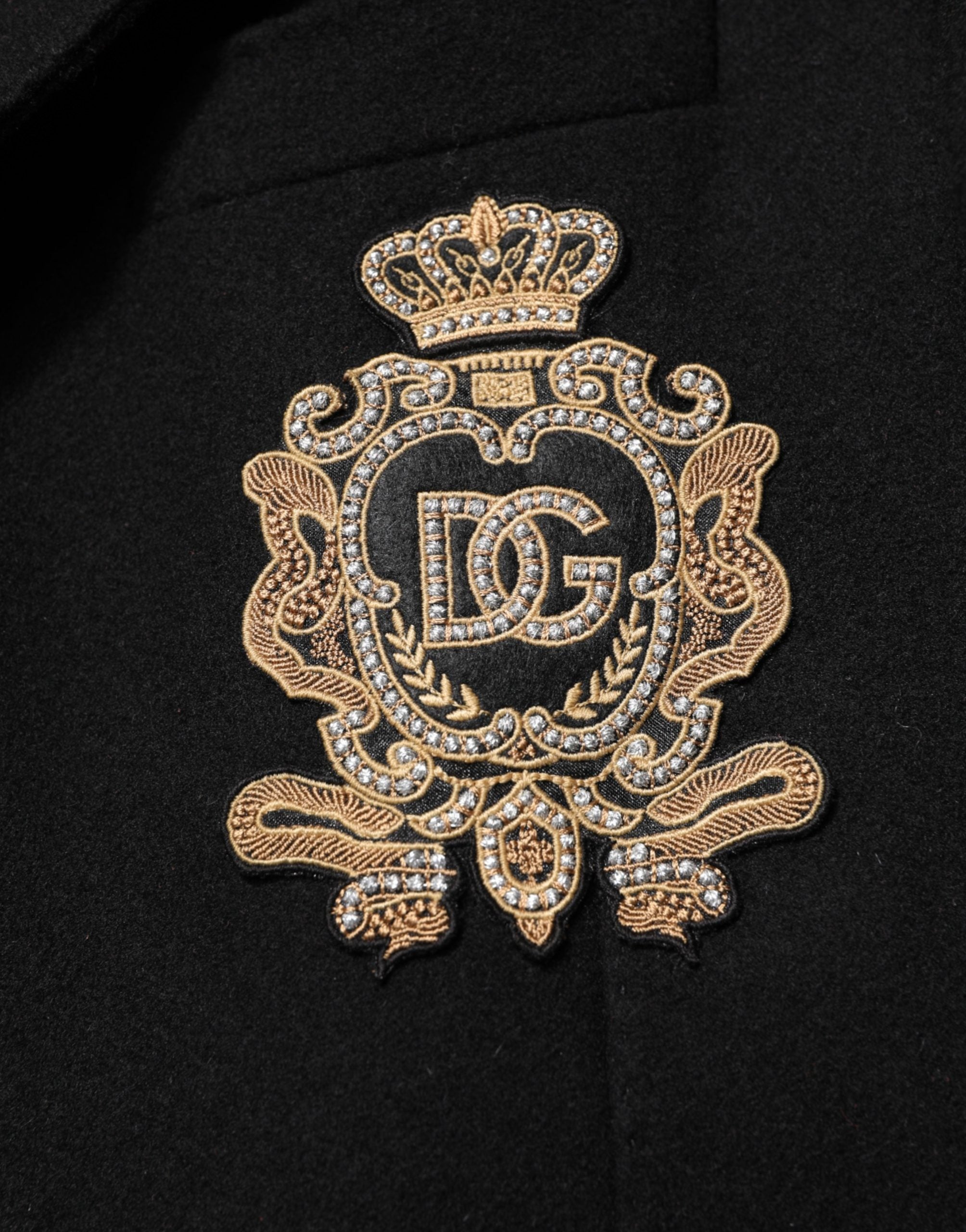 Dolce & Gabbana Schwarzer Blazer mit heraldischem Patch und Einreihung