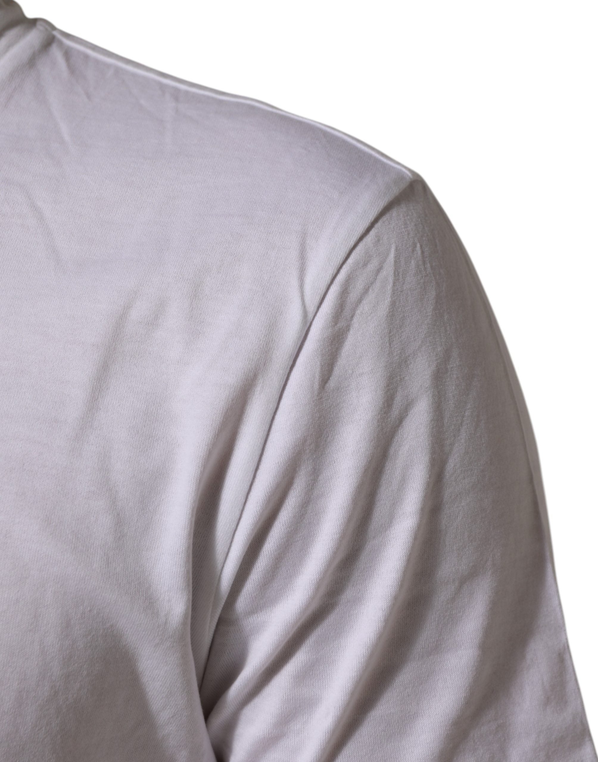 Dolce & Gabbana Weißes Baumwoll-T-Shirt mit Rundhalsausschnitt und DG Love Aufnäher