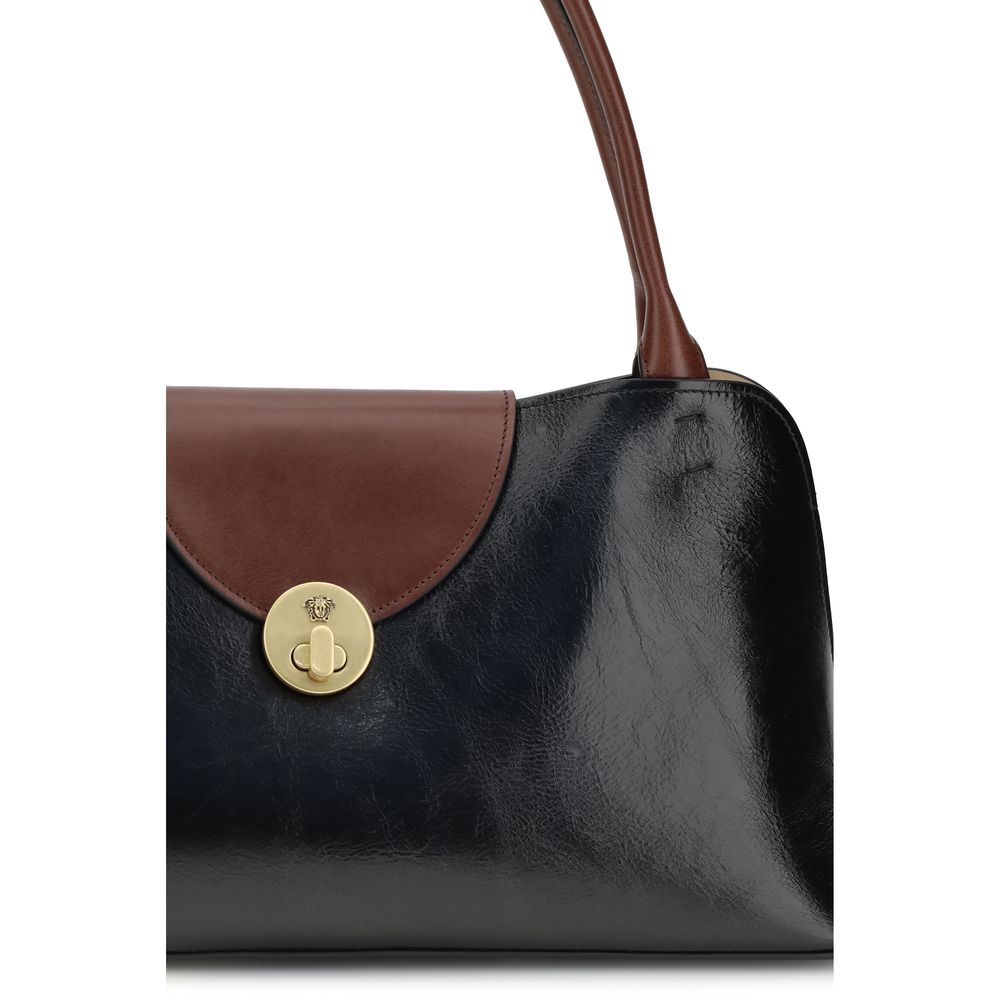 Versace Schultertasche aus schwarzem Kalbsleder (Bos Taurus)