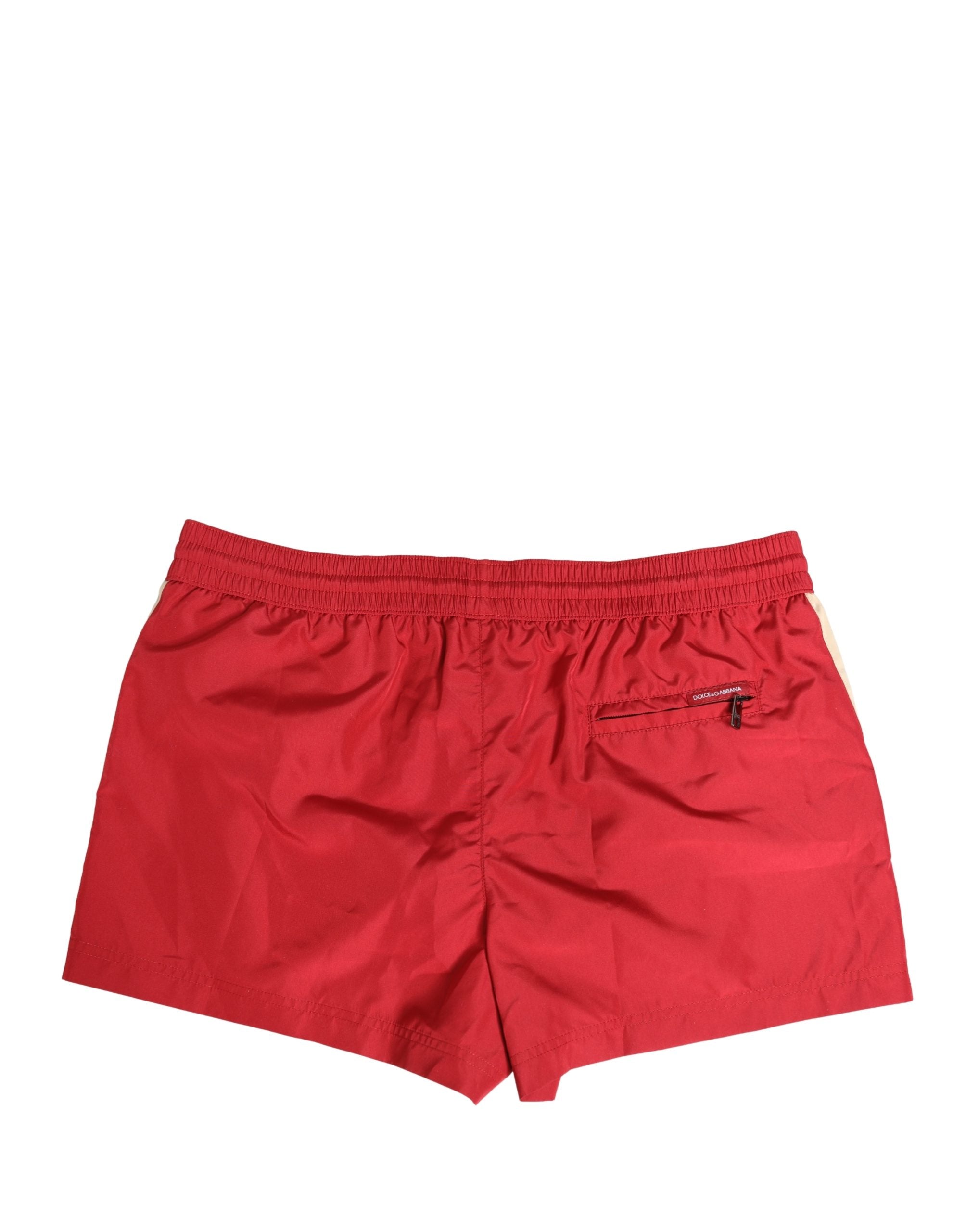Dolce & Gabbana Rote Herren-Badeshorts aus Polyester mit Tunnelzug
