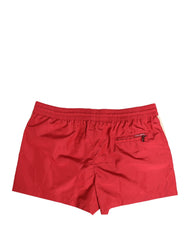 Dolce & Gabbana Rote Herren-Badeshorts aus Polyester mit Tunnelzug