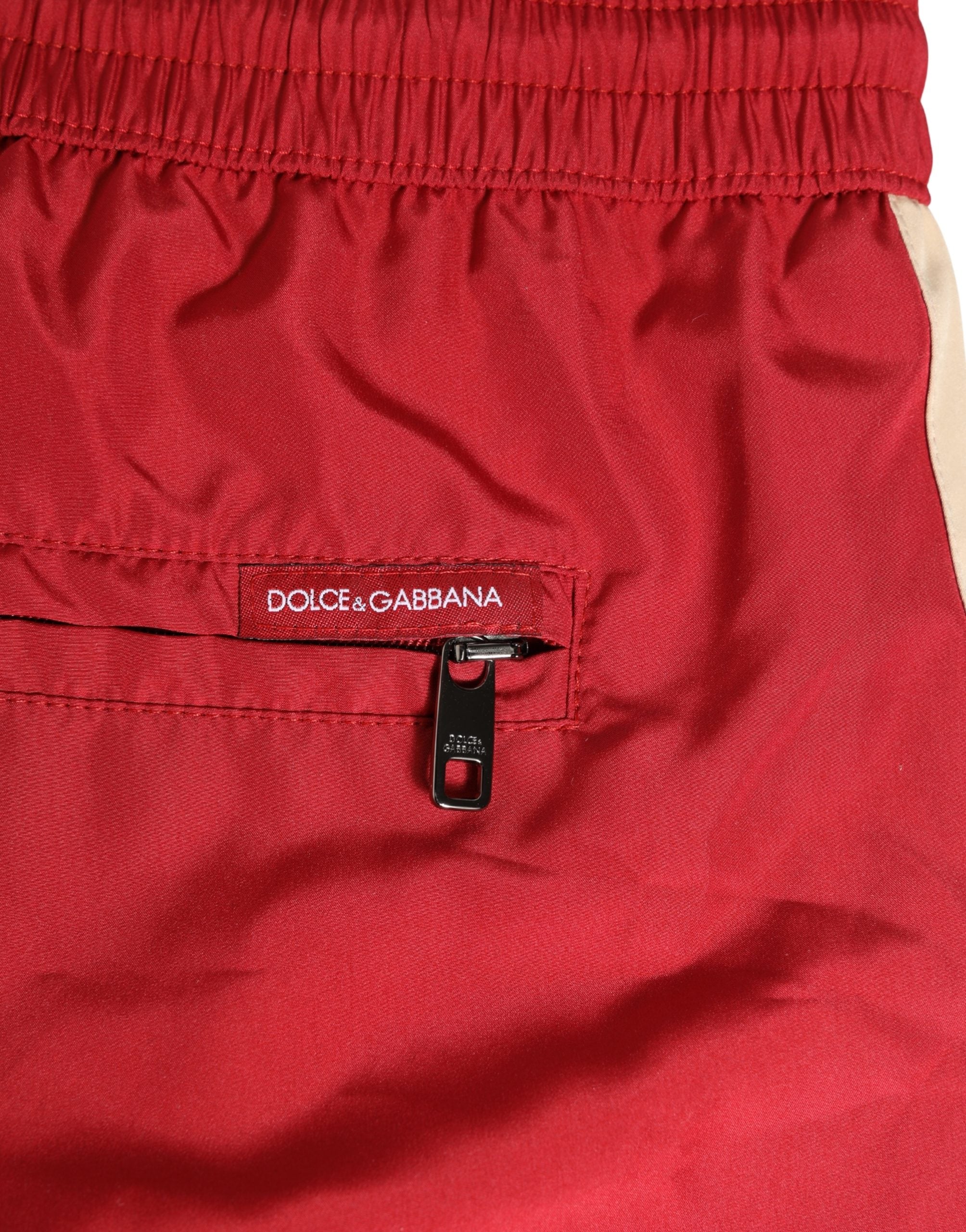 Dolce & Gabbana Rote Herren-Badeshorts aus Polyester mit Tunnelzug