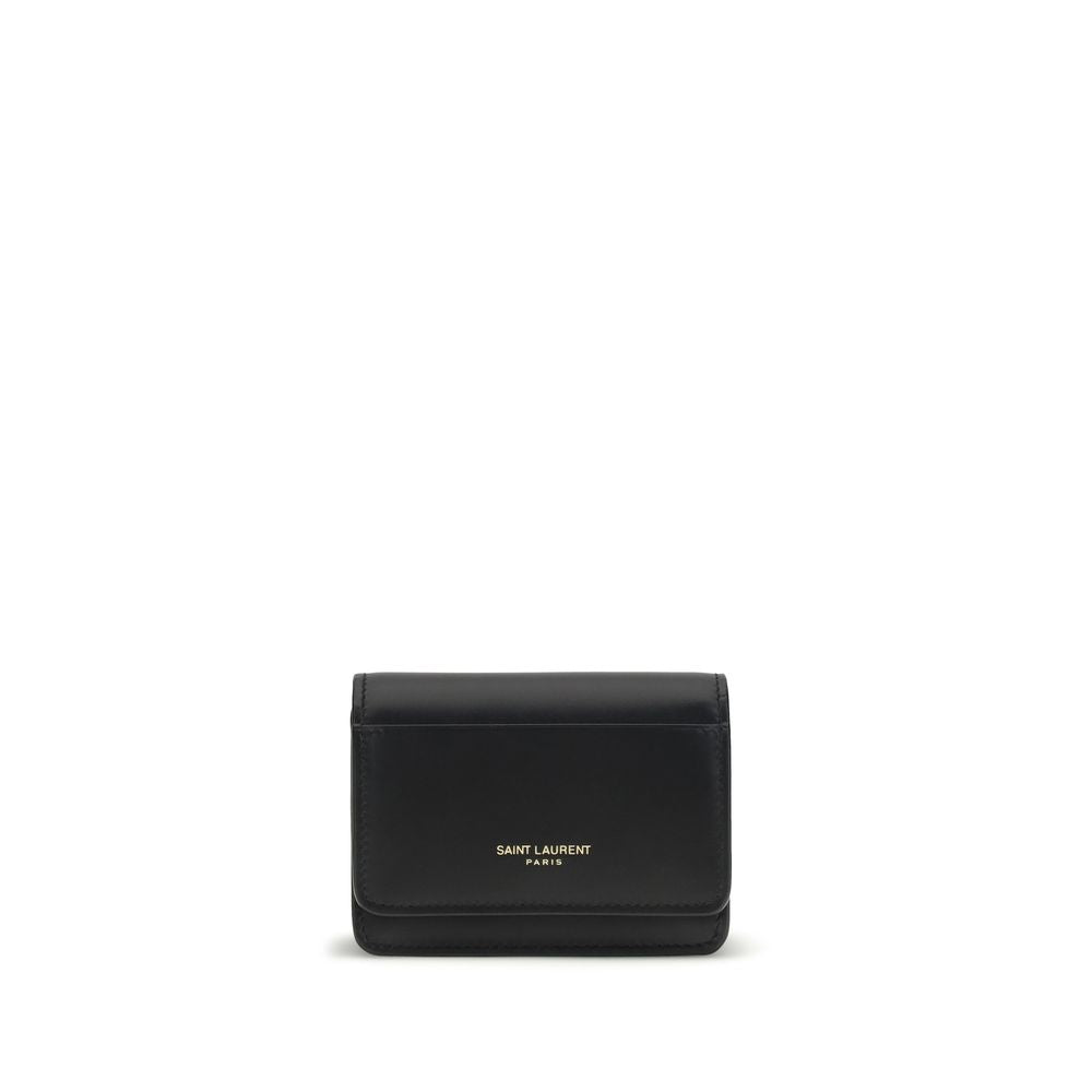 Saint Laurent Schwarzes Kalbsleder Bos Taurus Portemonnaie