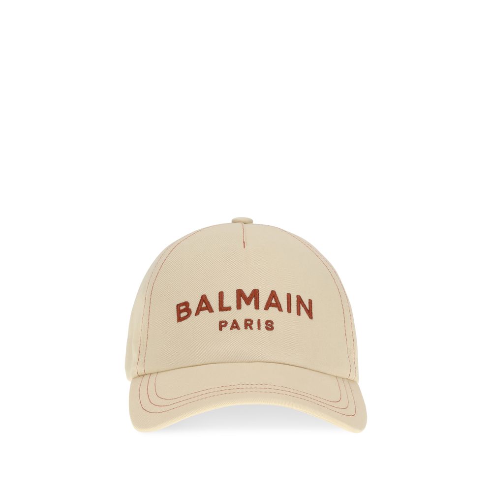 Balmain Baseballkappe aus beigefarbener Baumwolle