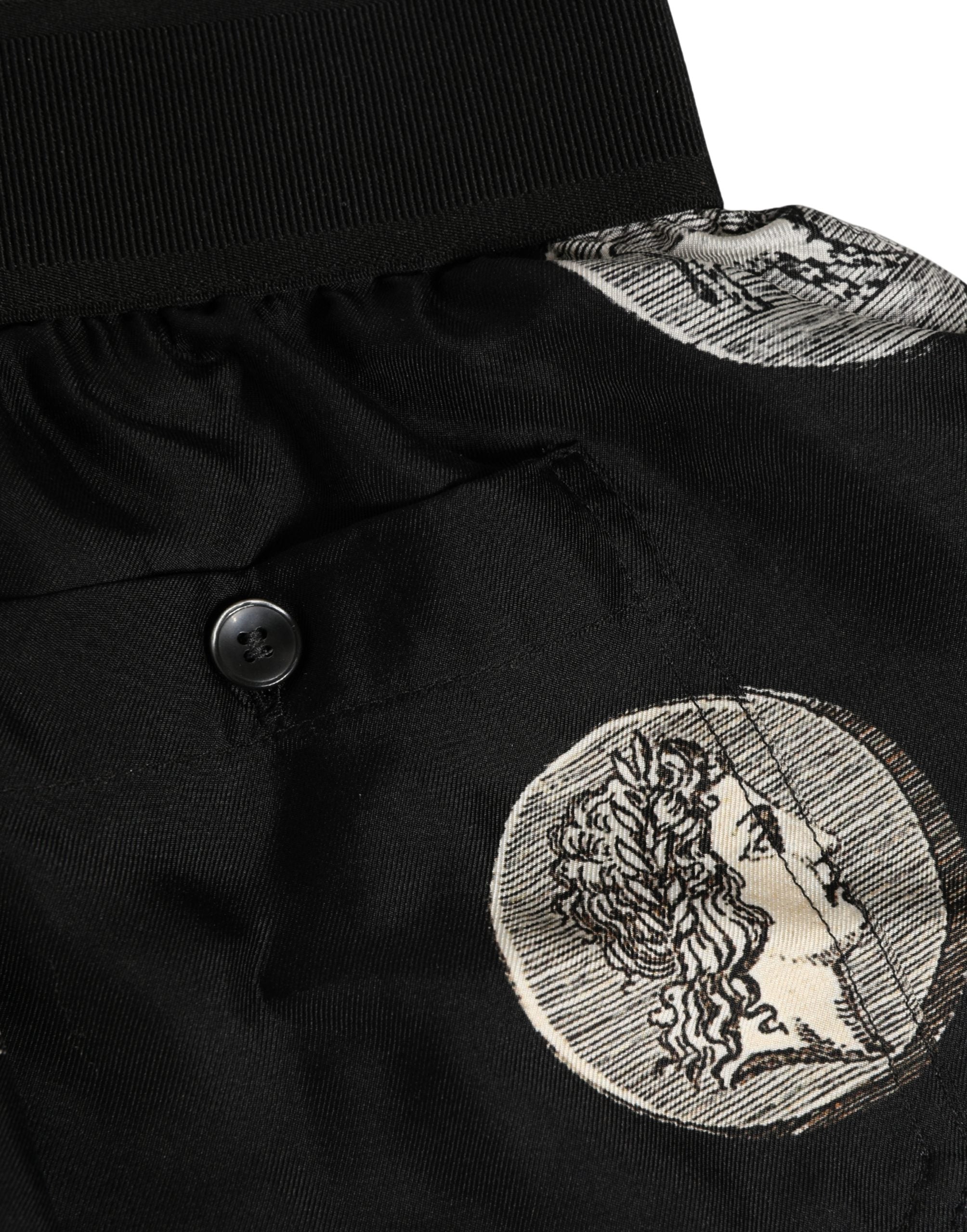Dolce & Gabbana Schwarze Unterwäsche Boxershorts mit Antik-Münz-Print
