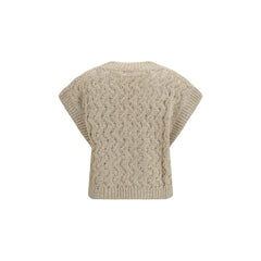 Brunello Cucinelli Beige Zijden Mouwloze Trui