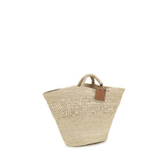 Manebi Beige Raffia Handtas