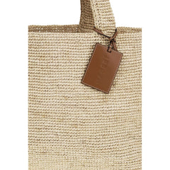 Manebi Beige Raffia Handbag
