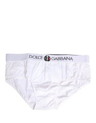 Dolce & Gabbana Weiße Baumwoll-Herrenslips mit Logo-Bund