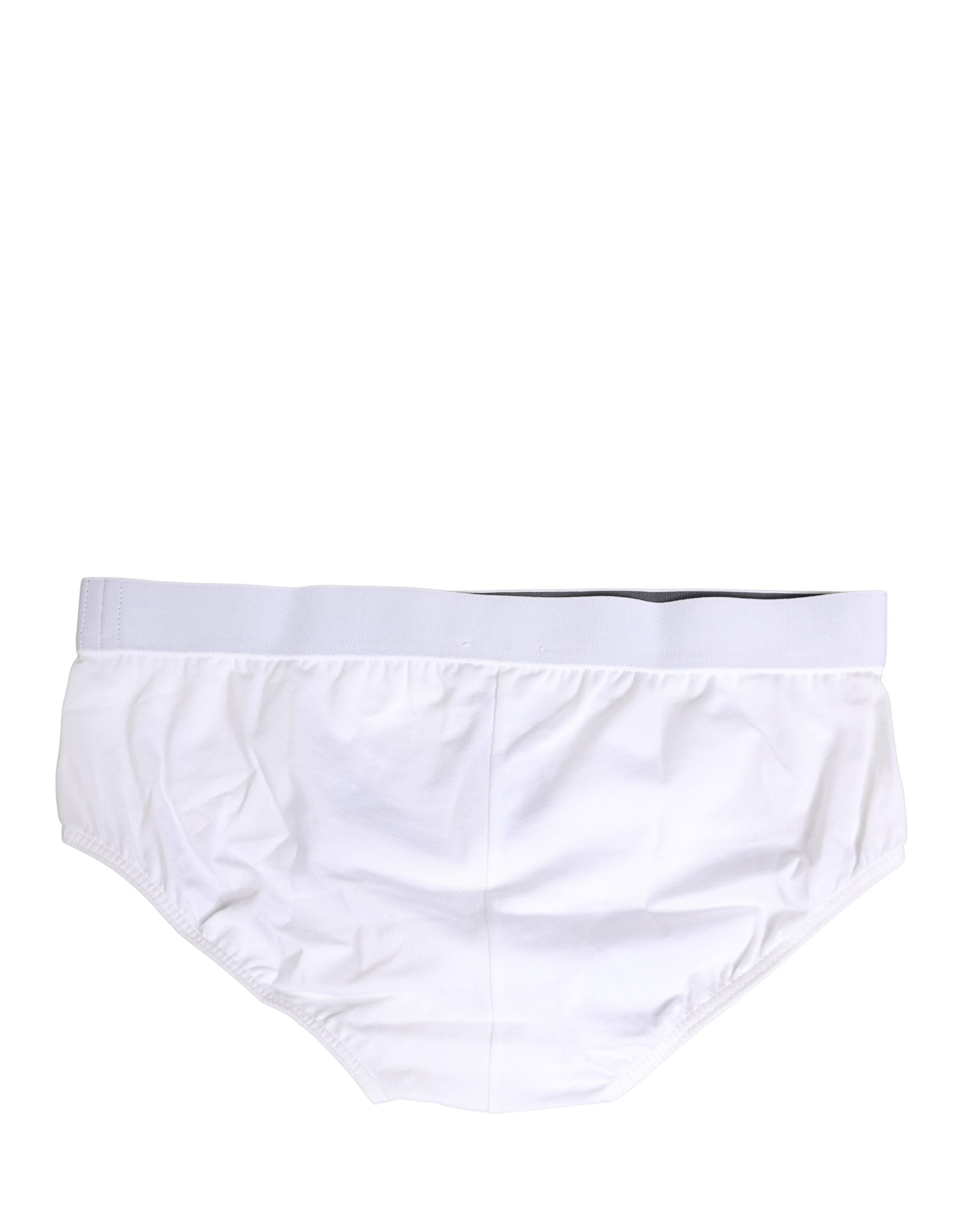 Dolce & Gabbana Weiße Baumwoll-Herrenslips mit Logo-Bund