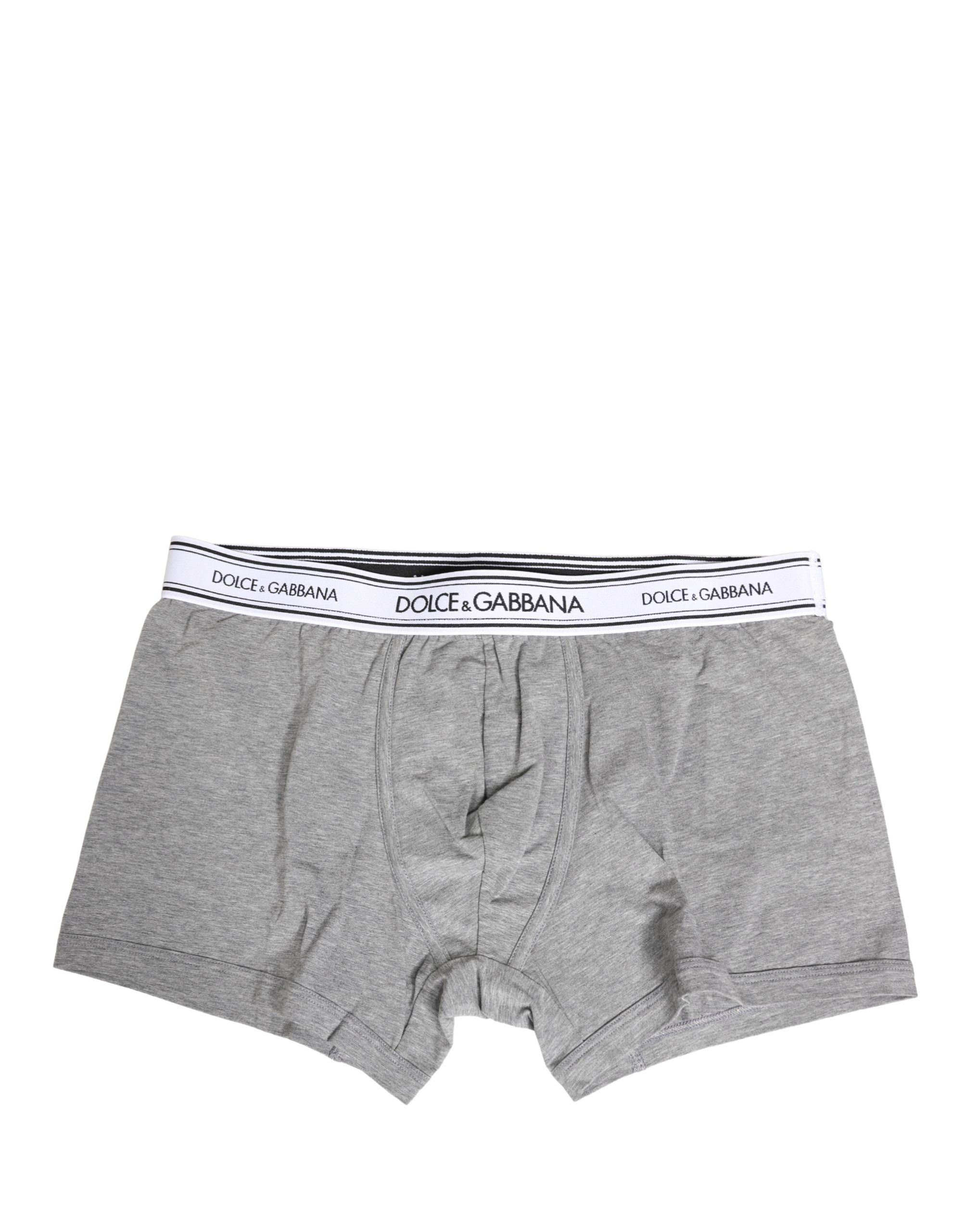 Dolce & Gabbana Grauer Logo-Bund Baumwoll-Herren-Boxershorts