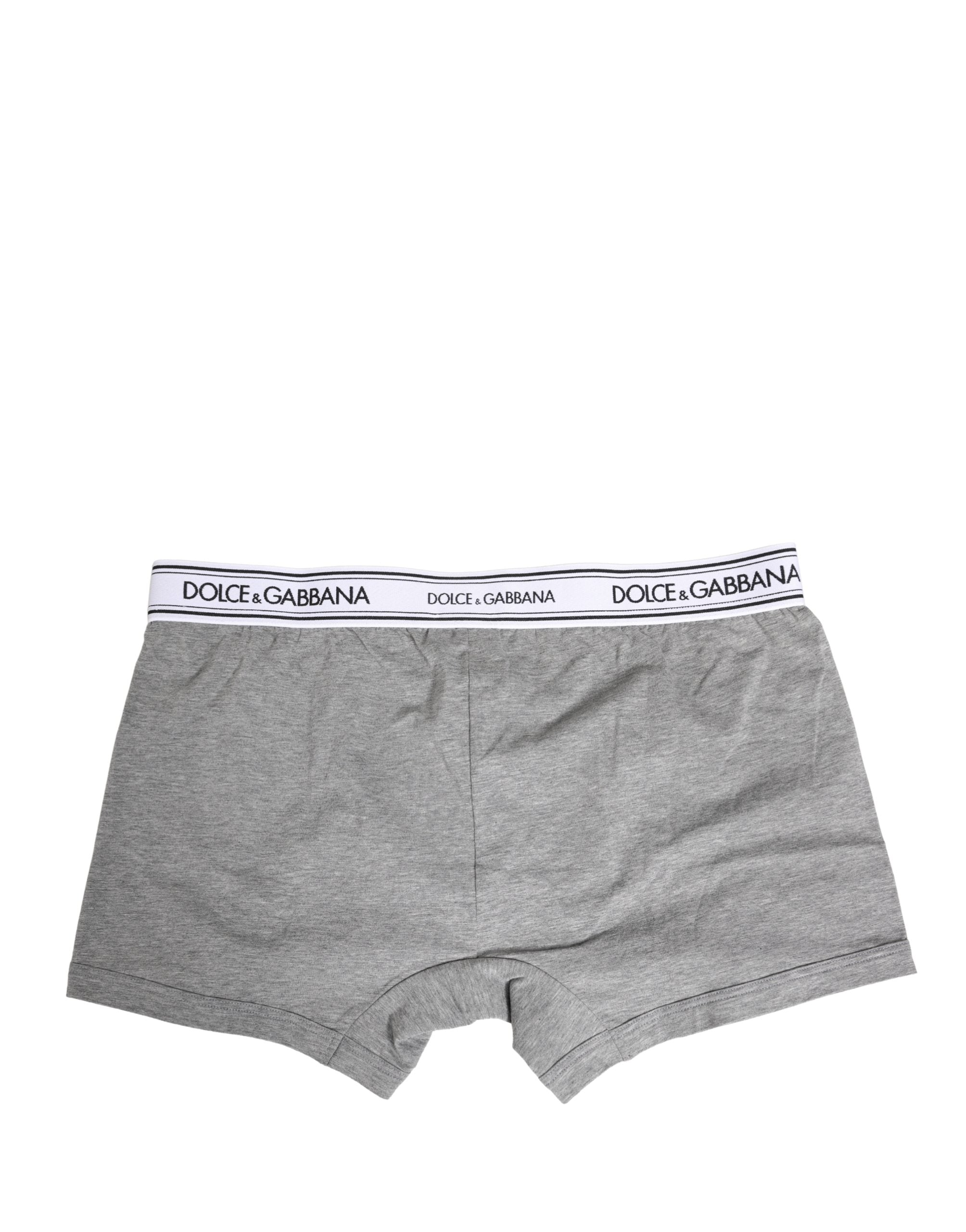 Dolce & Gabbana Grauer Logo-Bund Baumwoll-Herren-Boxershorts