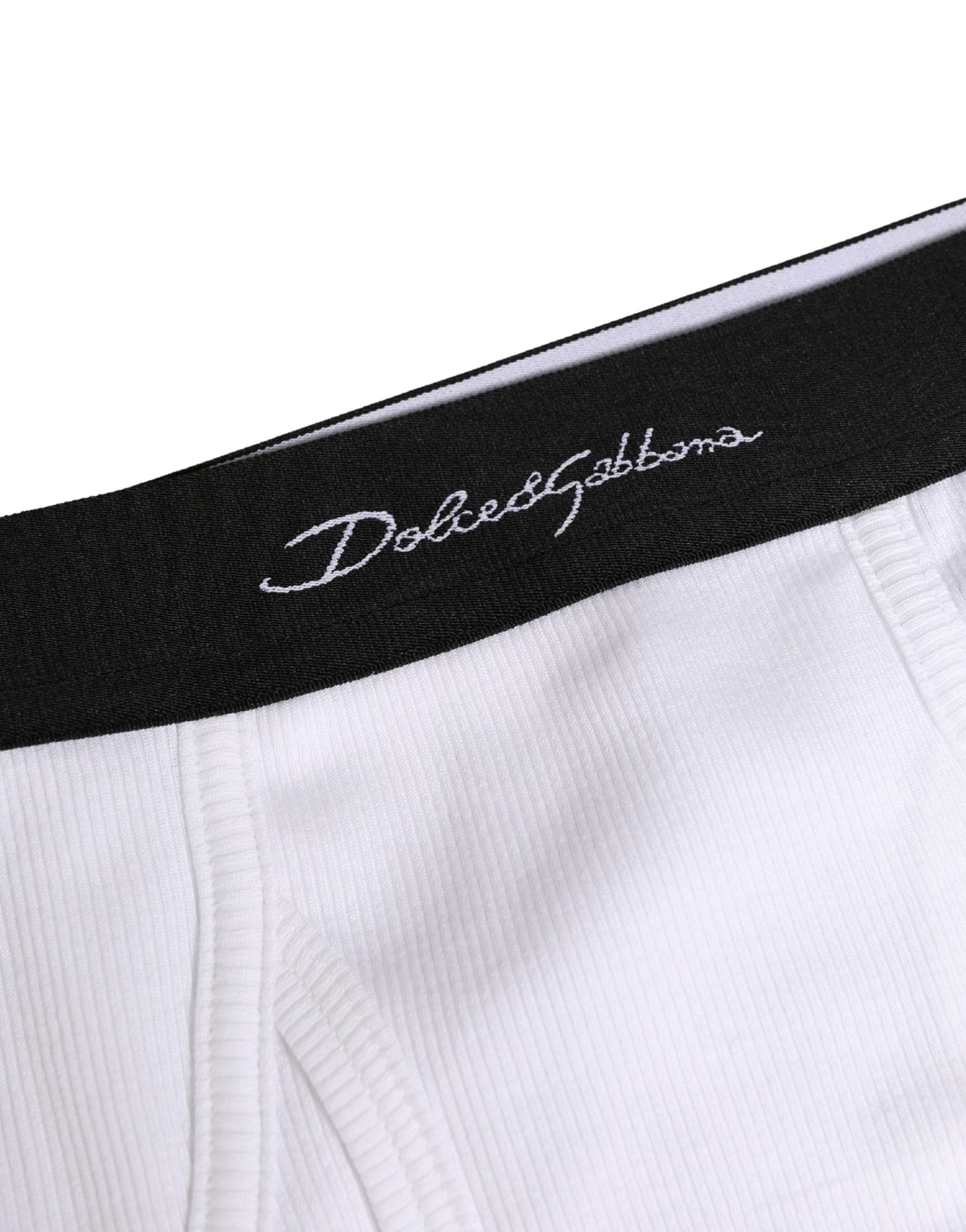 Dolce & Gabbana Weiße Schwarze Logo-Bund Herren Slips