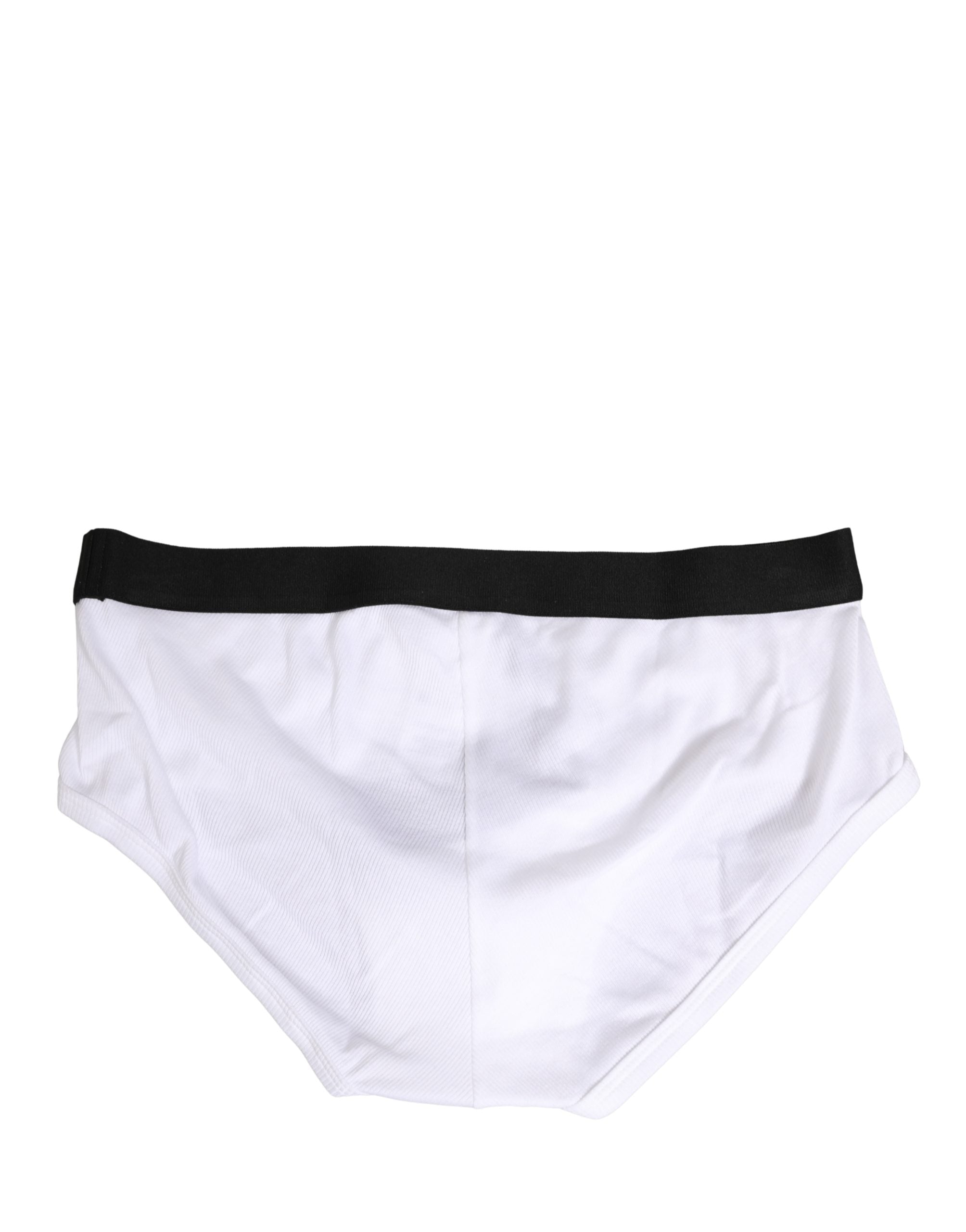 Dolce & Gabbana Weiße Schwarze Logo-Bund Herren Slips