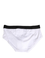 Dolce & Gabbana Weiße Schwarze Logo-Bund Herren Slips