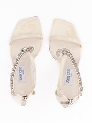 Jimmy Choo Verity 100 Sandalen aus weißem Lackleder