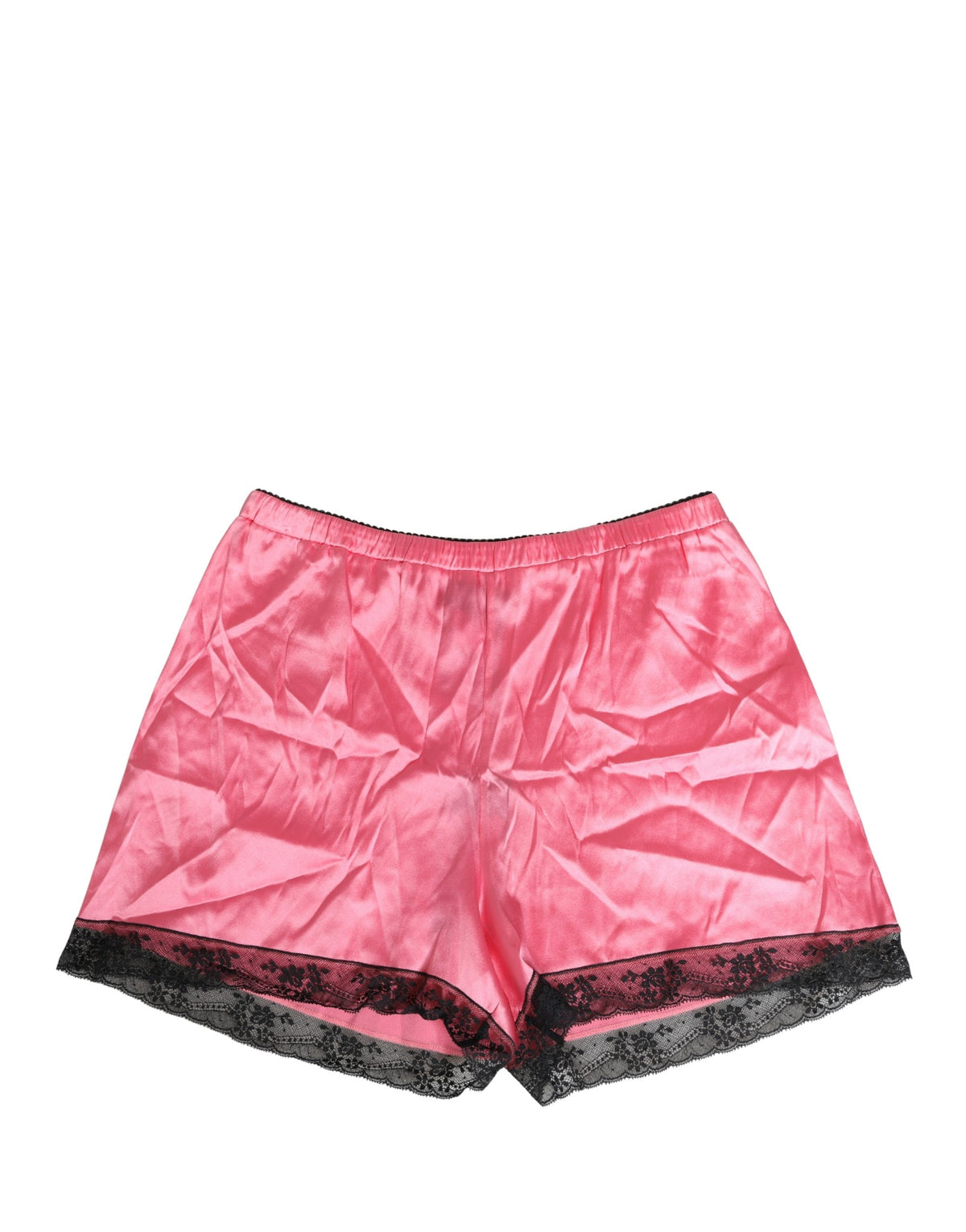 Dolce & Gabbana Roze Zijden Satijnen Shorts met Kanten Afwerking Nachtkleding