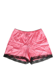 Dolce & Gabbana Roze Zijden Satijnen Shorts met Kanten Afwerking Nachtkleding
