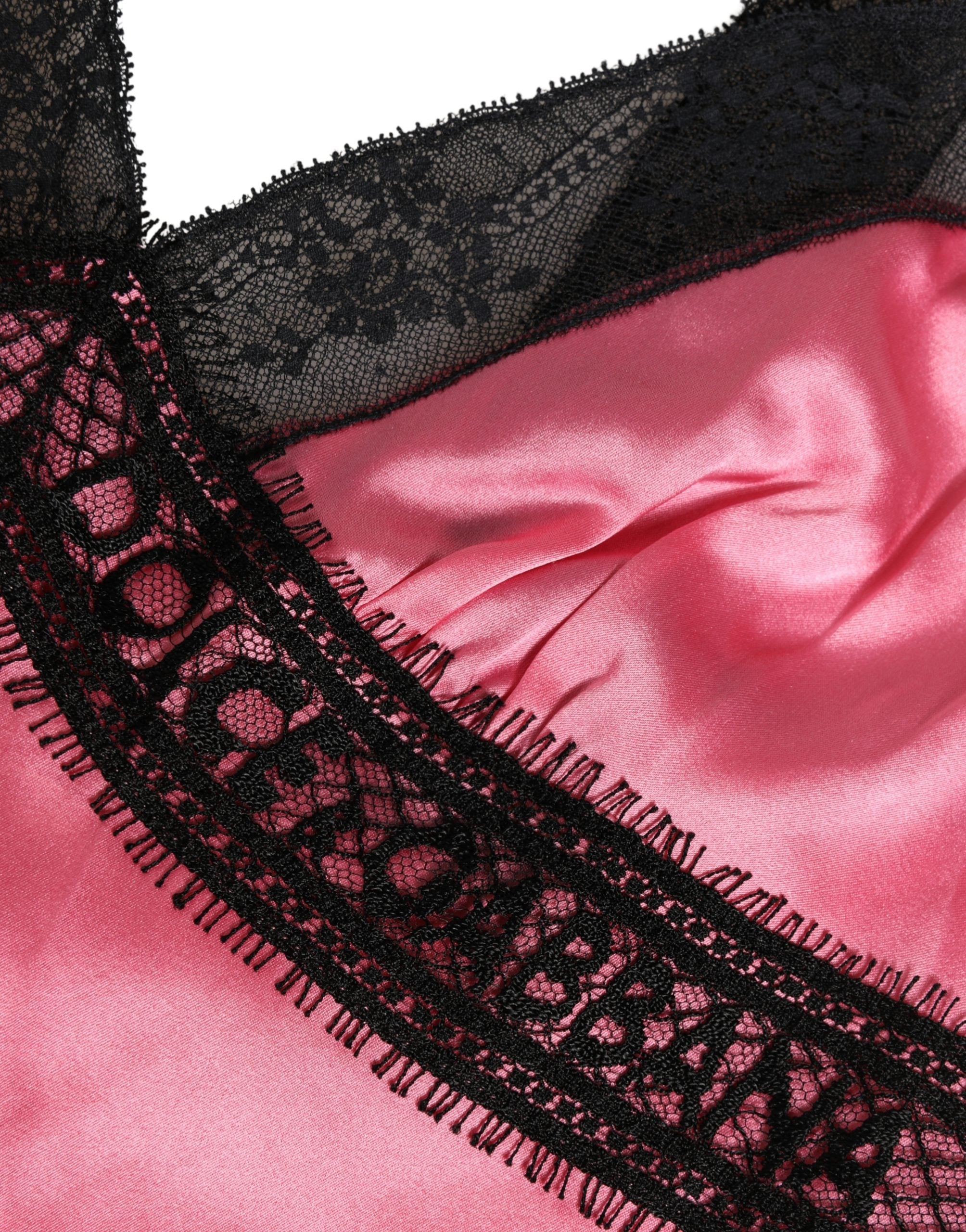 Dolce & Gabbana Rosa Seidensatin-Lingerie-Top mit Spitze Schlafbekleidung