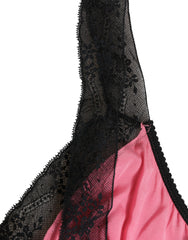 Dolce & Gabbana Rosa Seidensatin-Lingerie-Top mit Spitze Schlafbekleidung