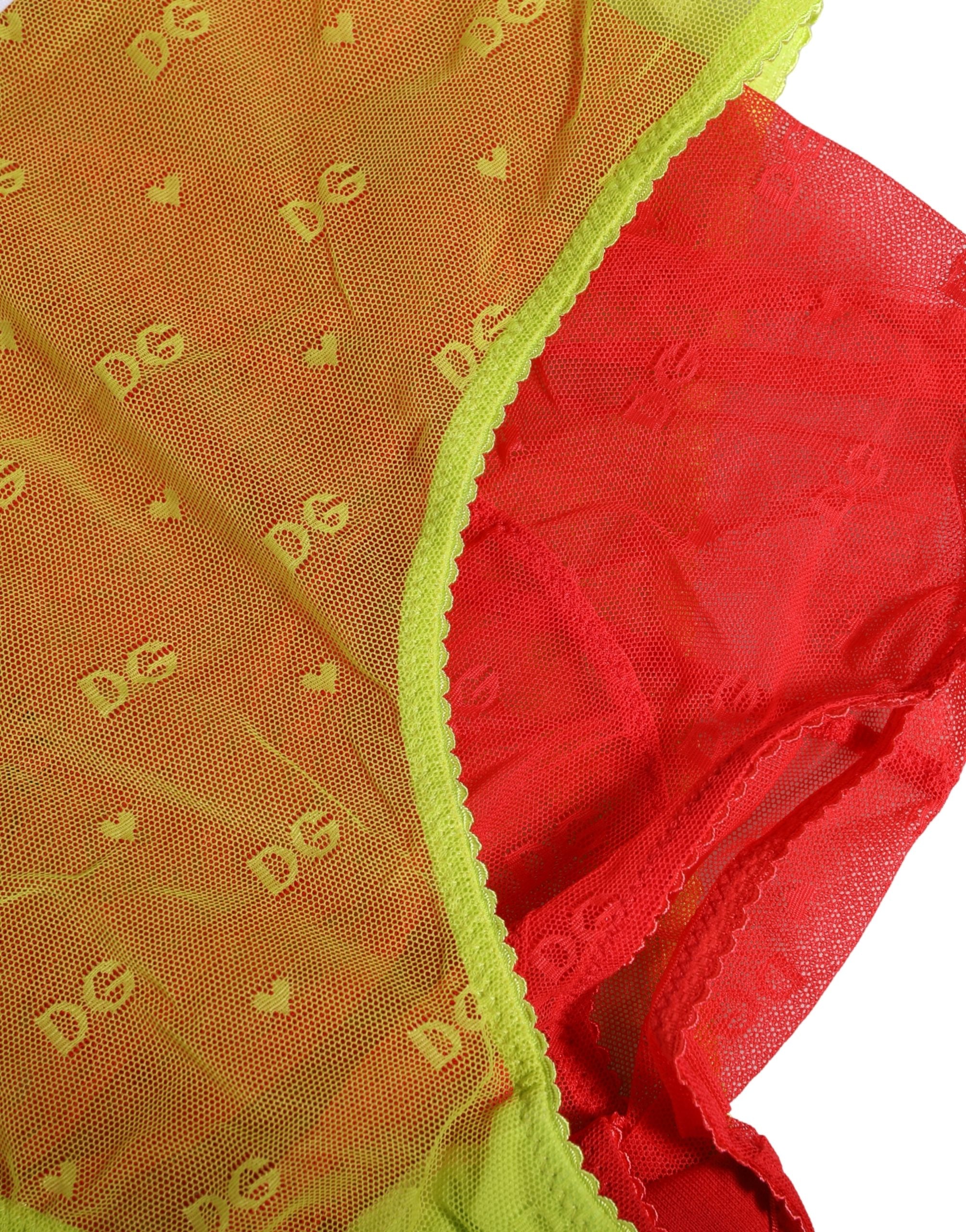 Dolce & Gabbana Rot Gelb Tüll Miederhose Unterwäsche