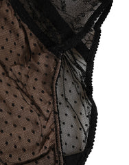 Dolce & Gabbana Schwarze transparente Polka-Dot-Spitzen-High-Waist-Unterhose