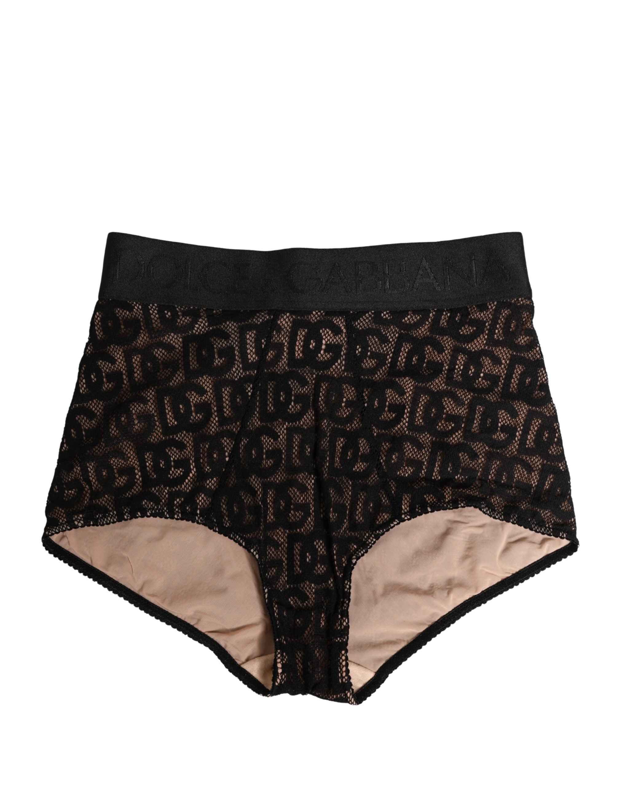 Dolce & Gabbana Schwarze Baumwolle DG Logo Hoher Bund Mieder Unterwäsche