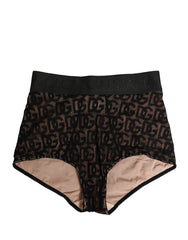 Dolce & Gabbana Schwarze Baumwolle DG Logo Hoher Bund Mieder Unterwäsche