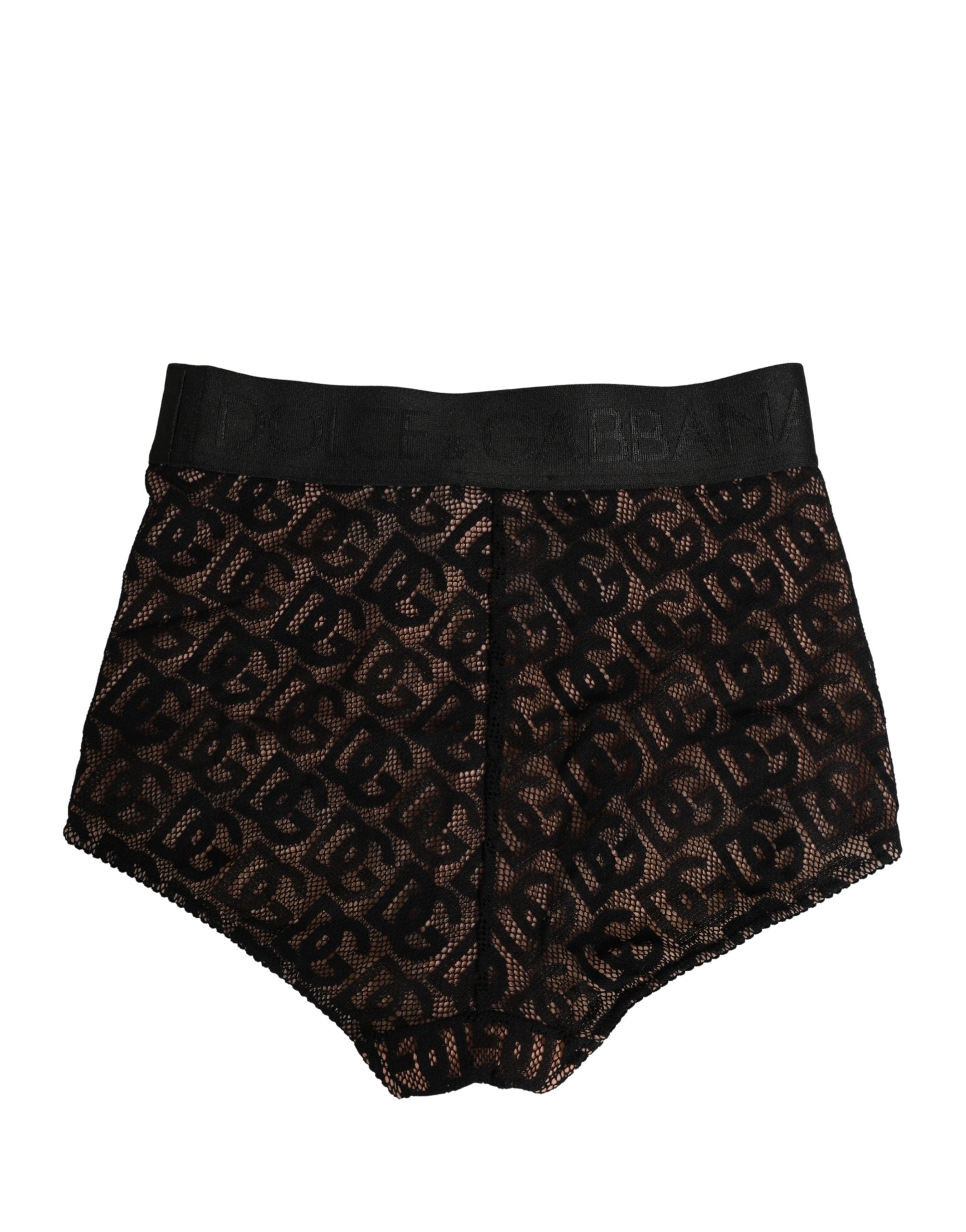 Dolce & Gabbana Schwarze Baumwolle DG Logo Hoher Bund Mieder Unterwäsche