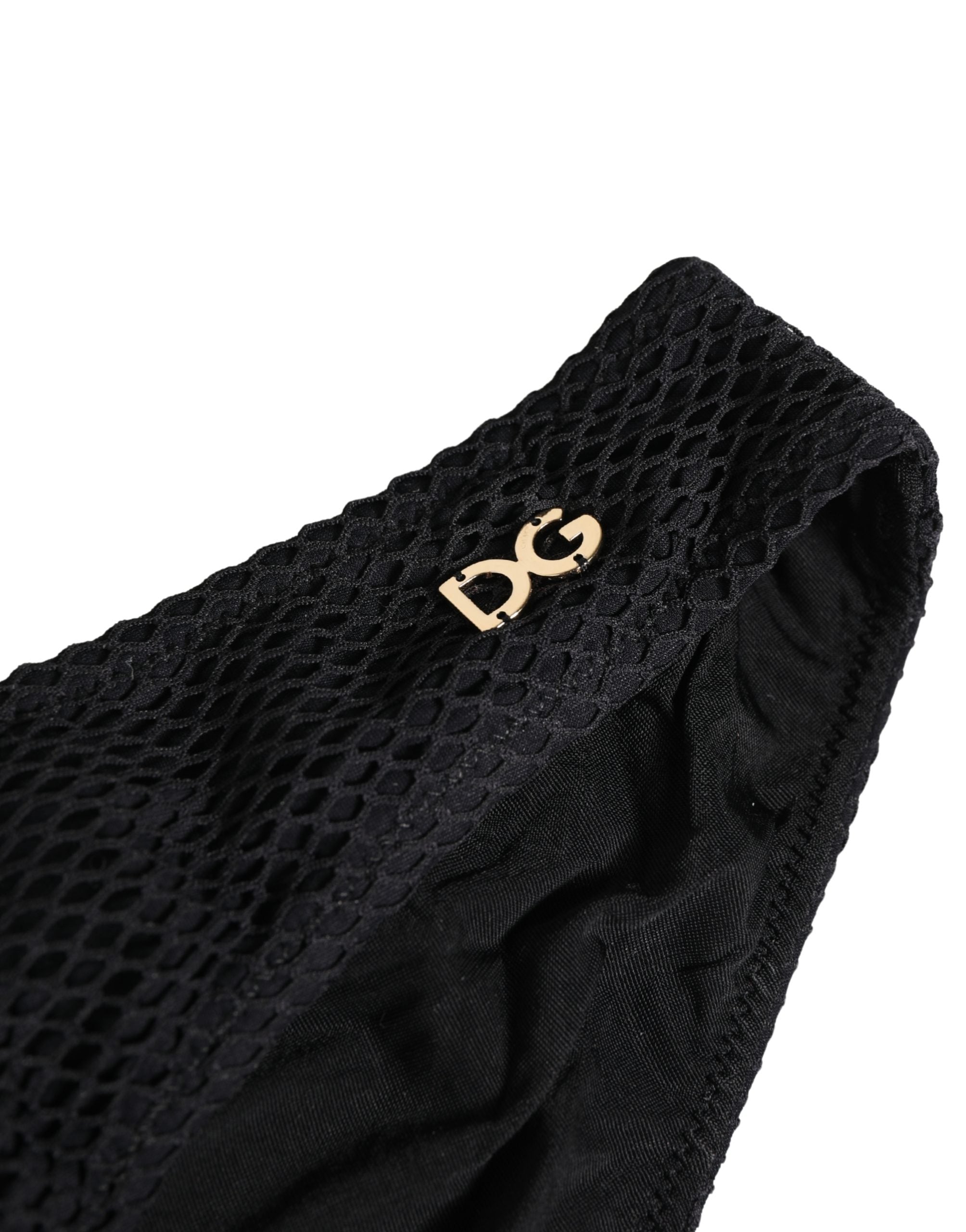 Dolce & Gabbana Schwarze Nylon DG Logo Plakette Regular Slip Unterwäsche