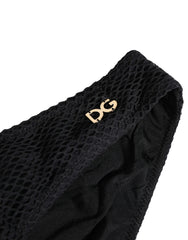 Dolce & Gabbana Schwarze Nylon DG Logo Plakette Regular Slip Unterwäsche