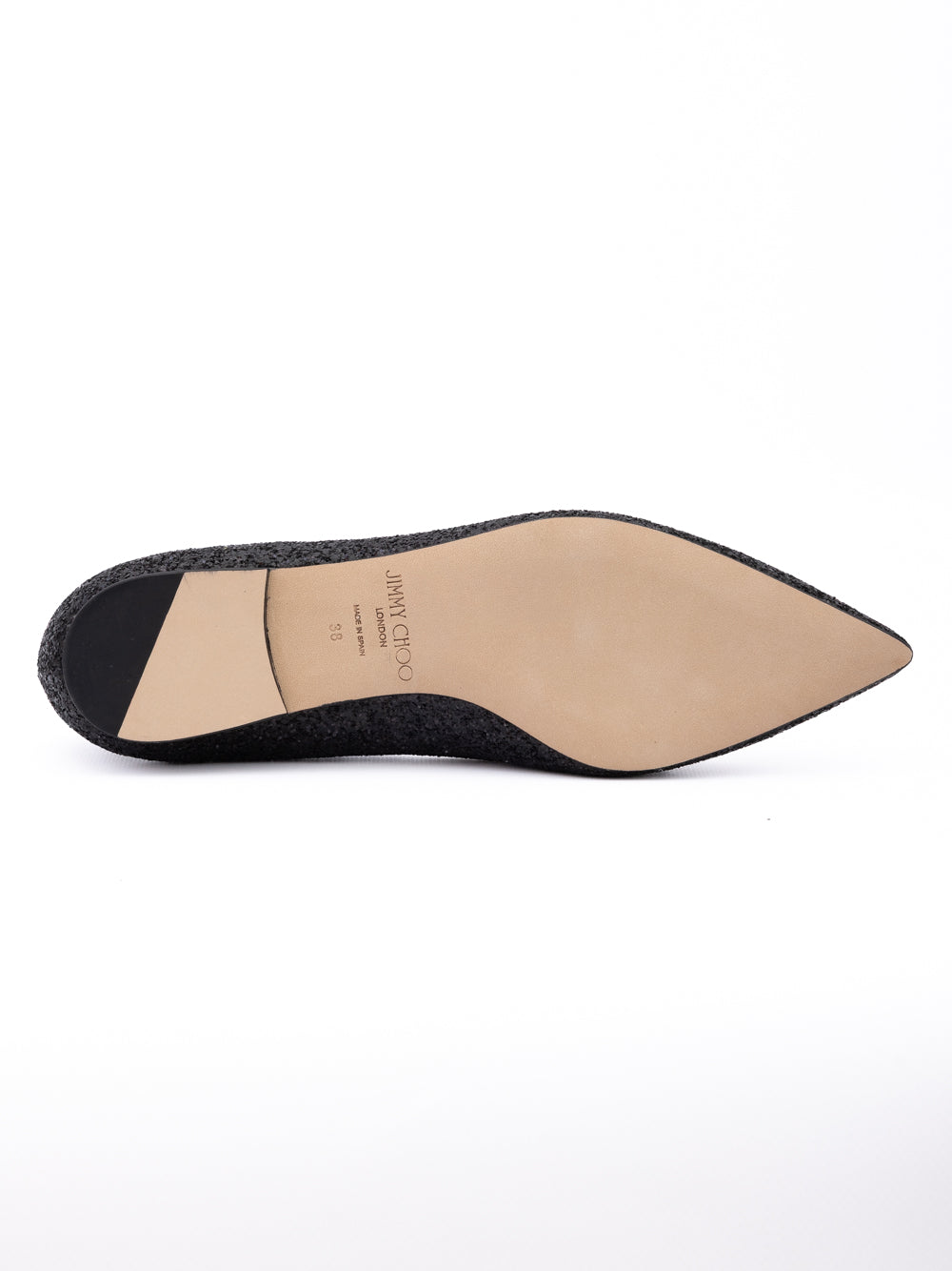 Jimmy Choo Alina Ballerina aus schwarzem Glitzergewebe