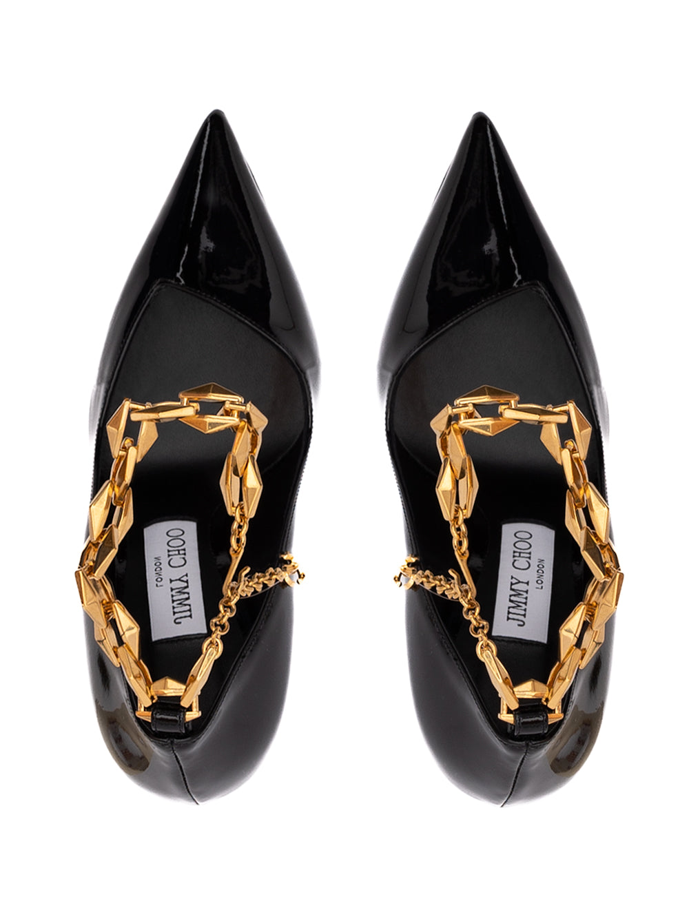 Jimmy Choo Diamond Talura 100 Pumps aus schwarzem Lackleder