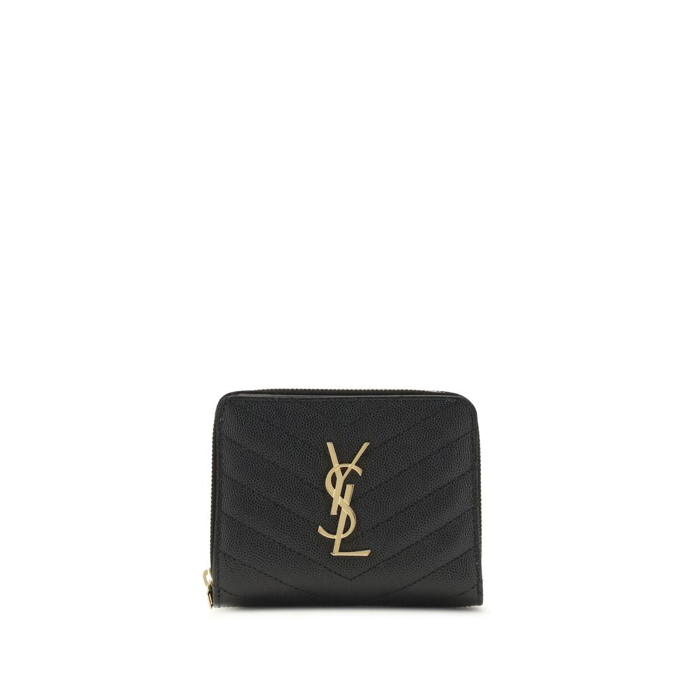 Saint Laurent Schwarzes Kalbsleder Bos Taurus Portemonnaie