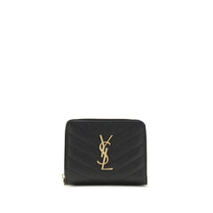 Saint Laurent Schwarzes Kalbsleder Bos Taurus Portemonnaie