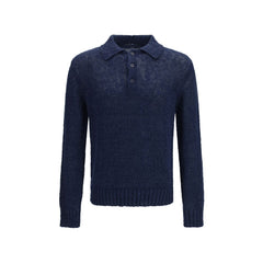 Blauw Katoenen Poloshirt Met Zonnebloemen
