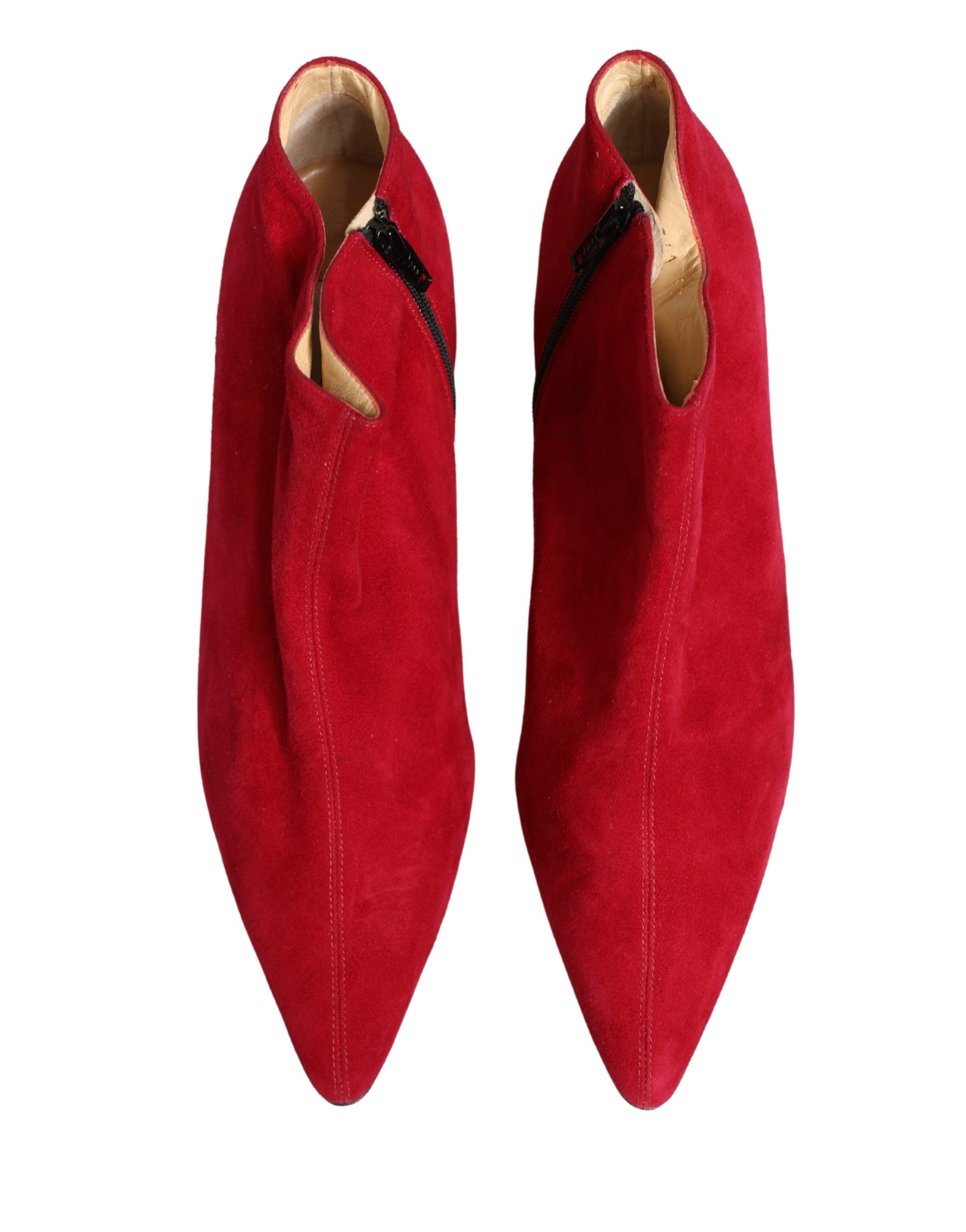 Dolce & Gabbana Rote Wildleder Stiefeletten Schuhe